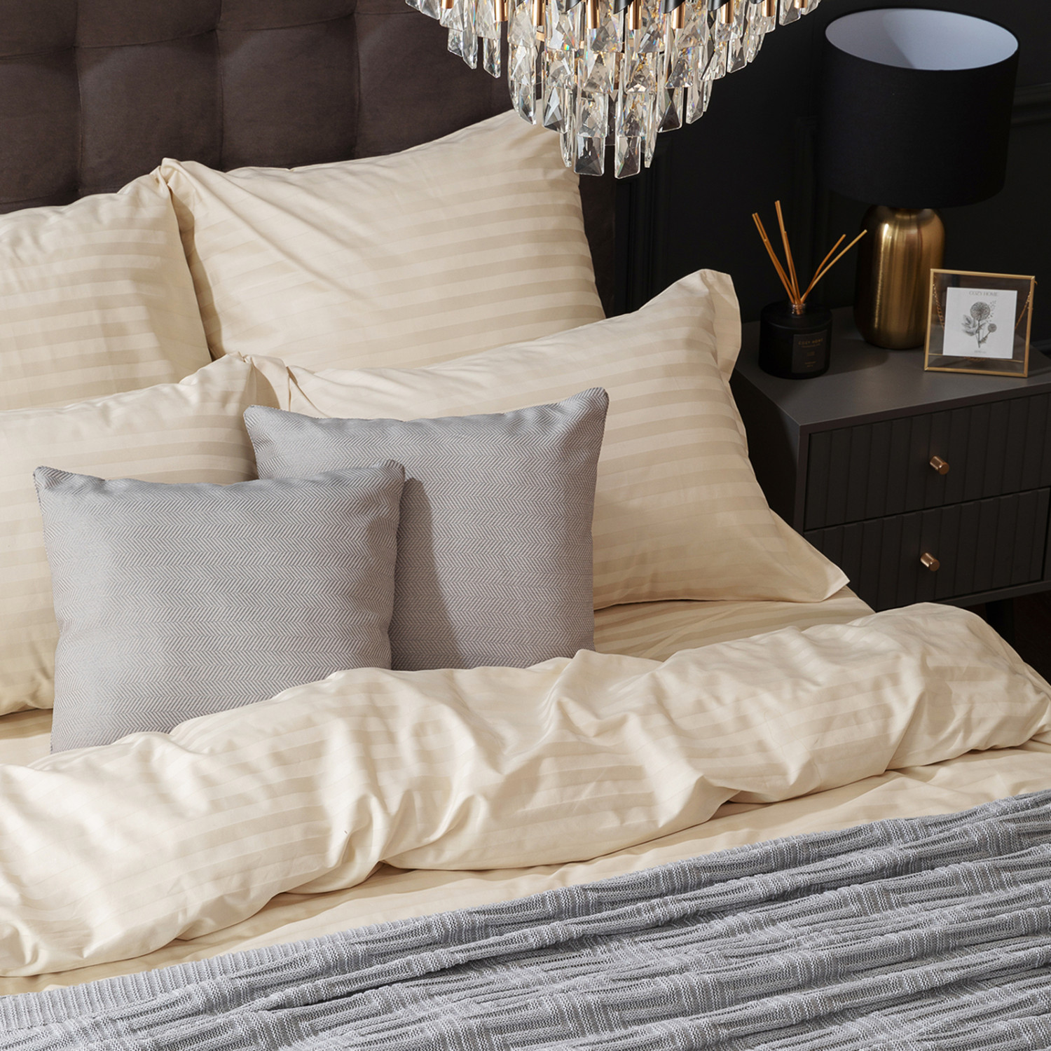 Постельное белье Экрю, страйп-сатин 40156 - фото № 4