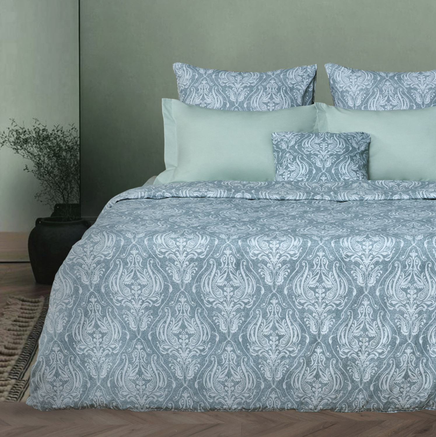 Постельное белье Damasco, голубое - фото № 2