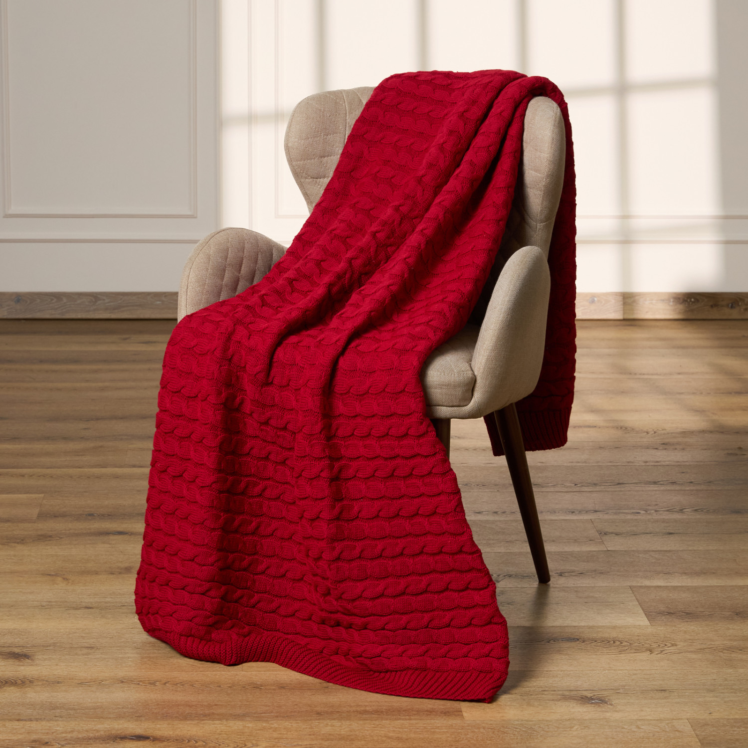 Плед Виллена/Villena, ярко-красный