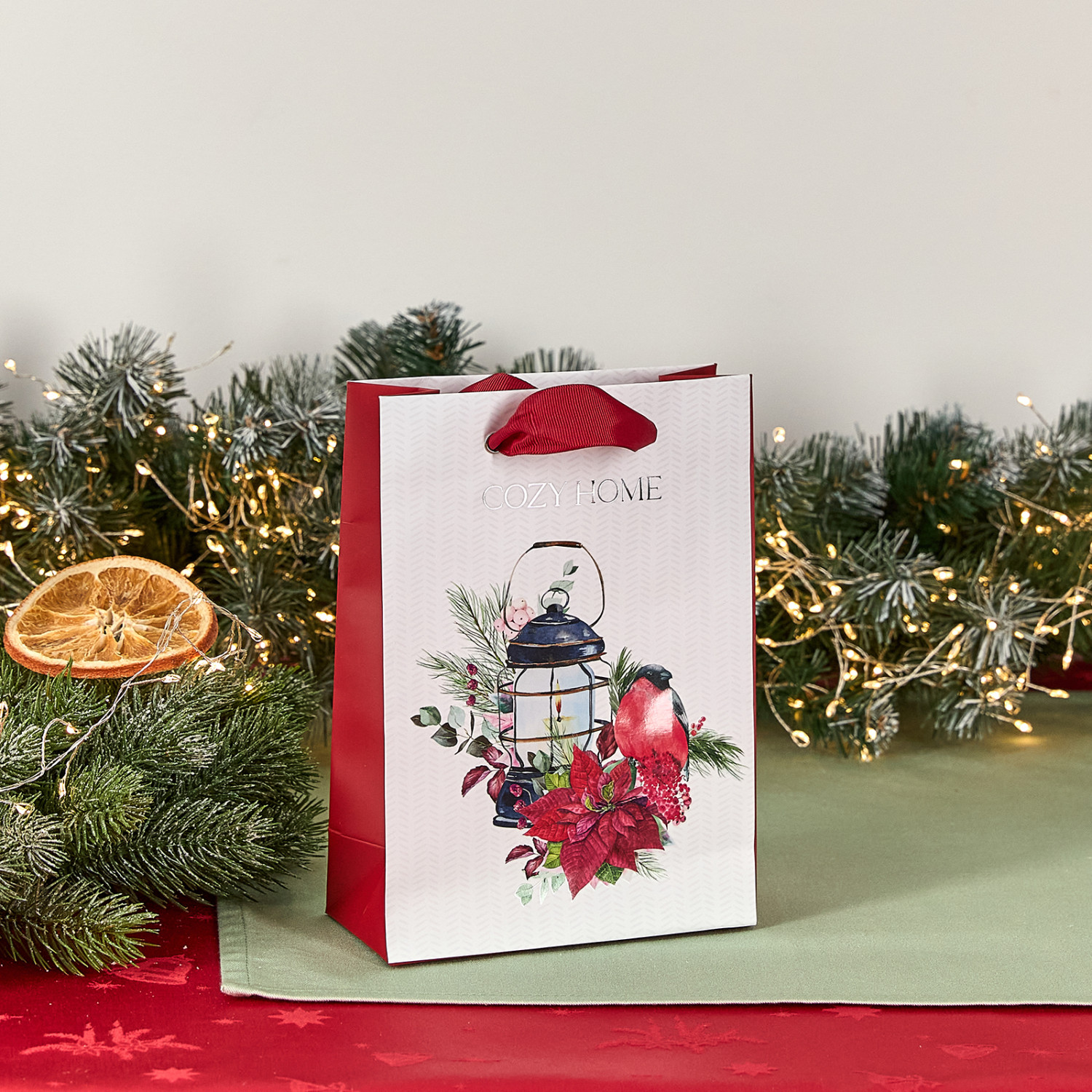 Пакет подарочный Снегирь 15х7х21