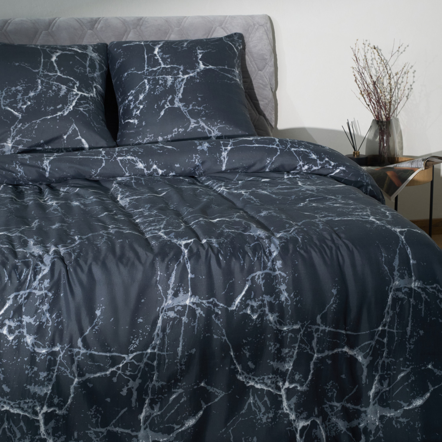 Постельное белье Floox Серый мрамор - фото № 2