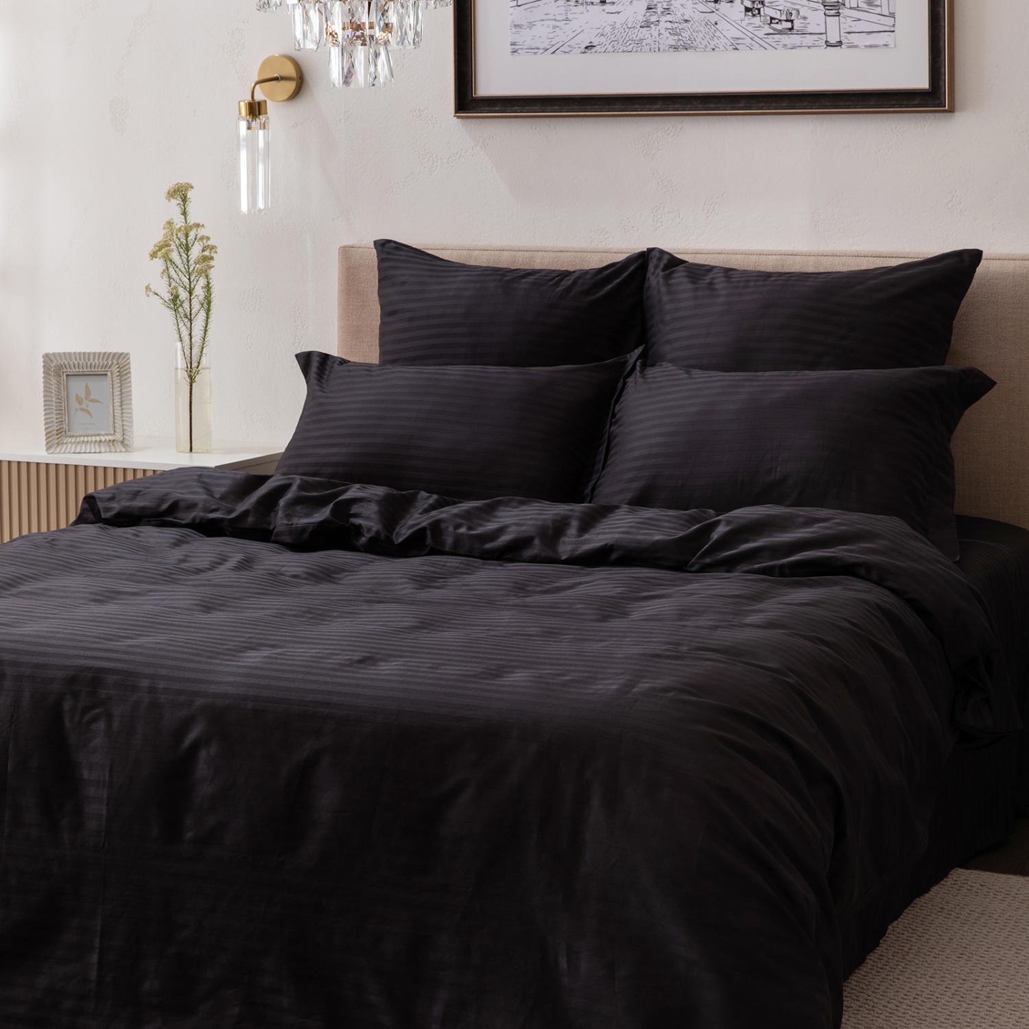 Постельное белье Black страйп-сатин I - фото № 4