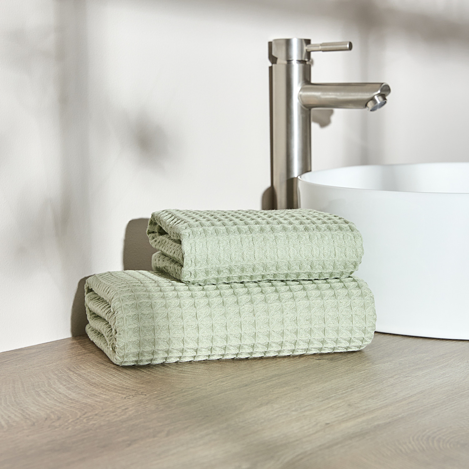 Полотенце вафельное Lorgo, зеленое - фото № 7