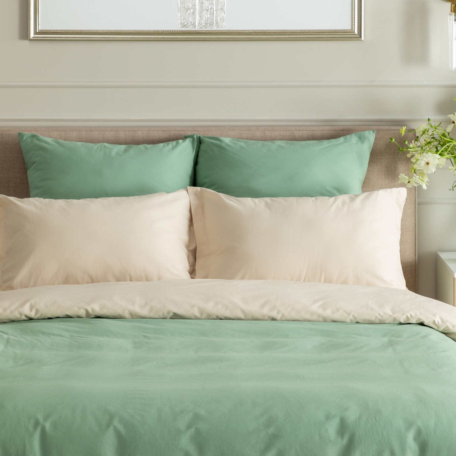 Постельное белье Smoke green & Cream - фото № 2