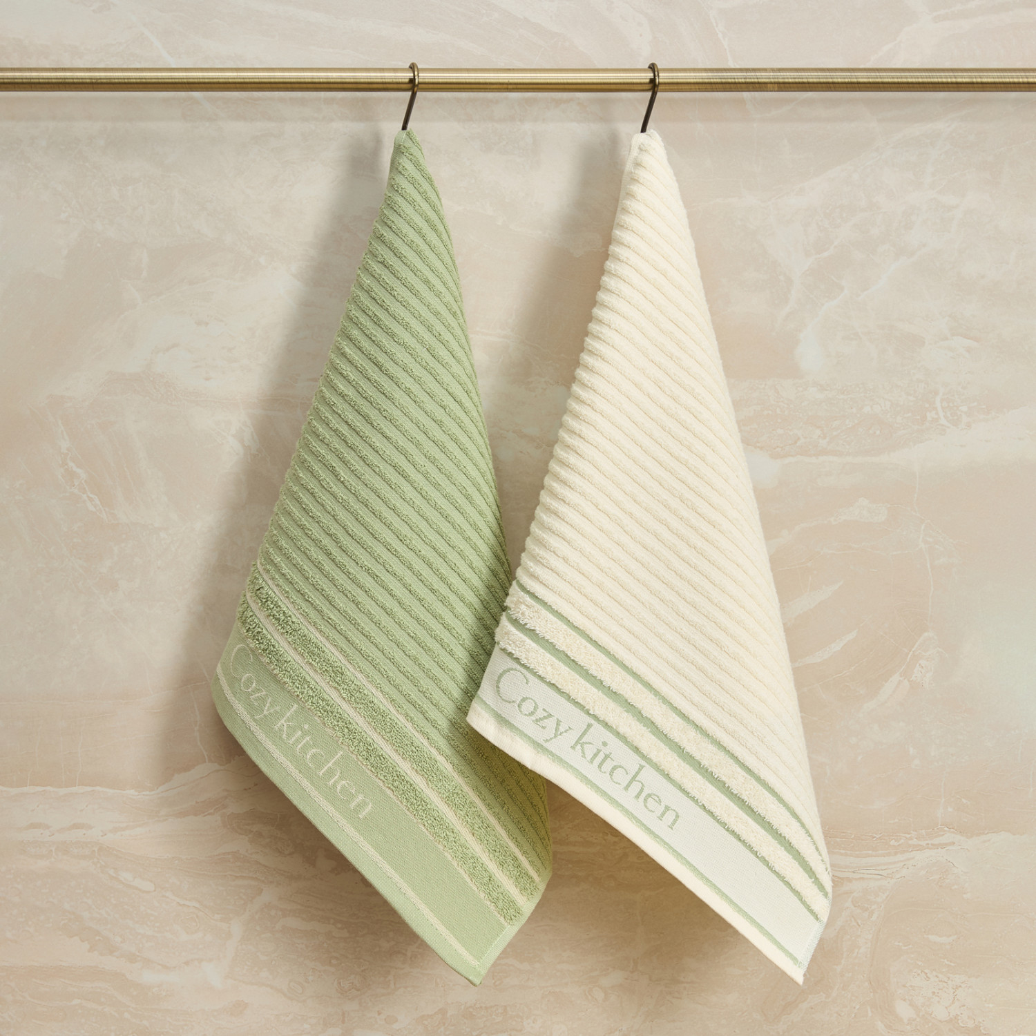 Комплект махровых полотенец COZY Kitchen, зеленый