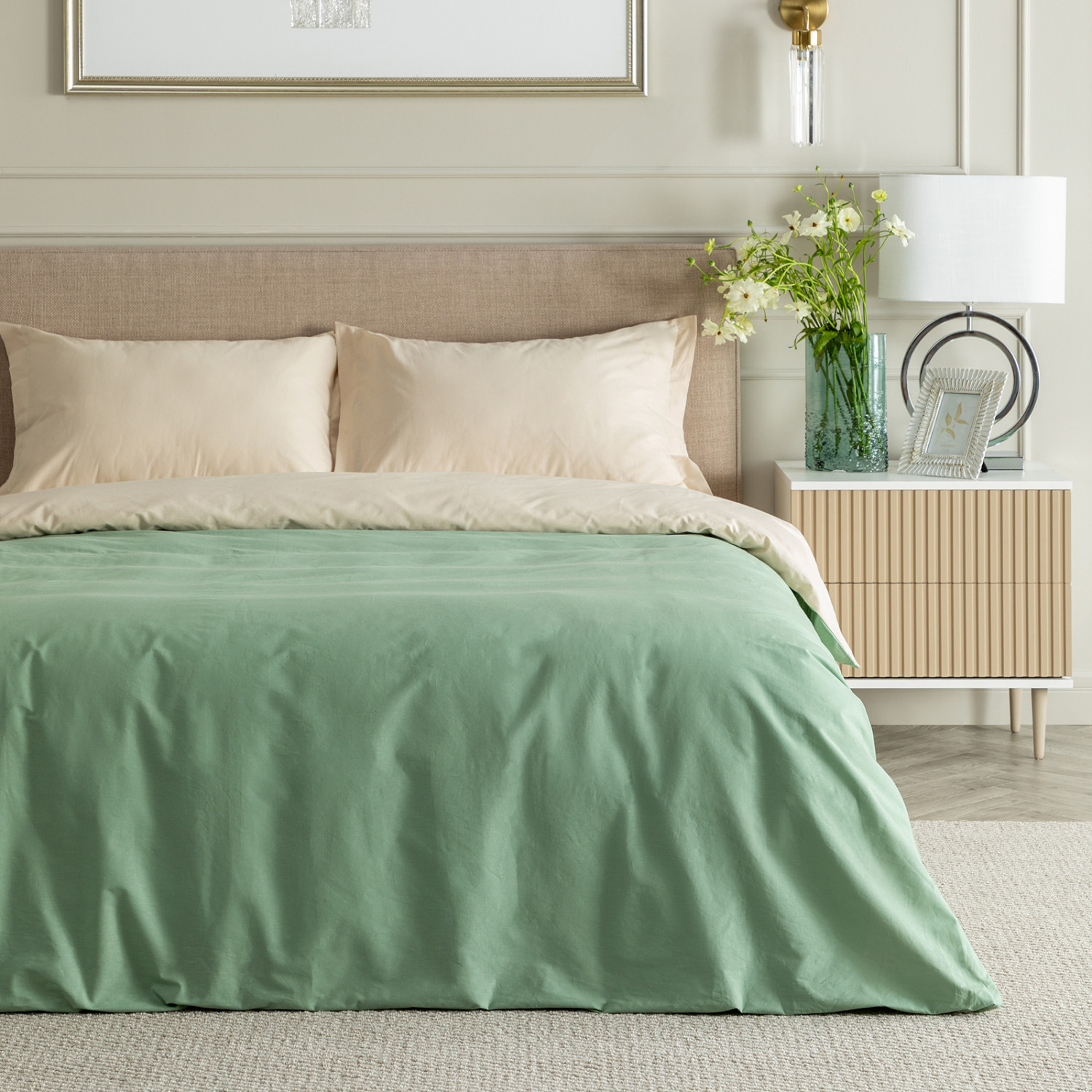 Постельное белье Smoke green & Cream - фото № 6