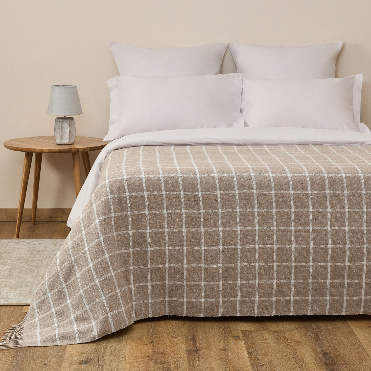 Плед Quadrato grande, бежевый - фото № 2