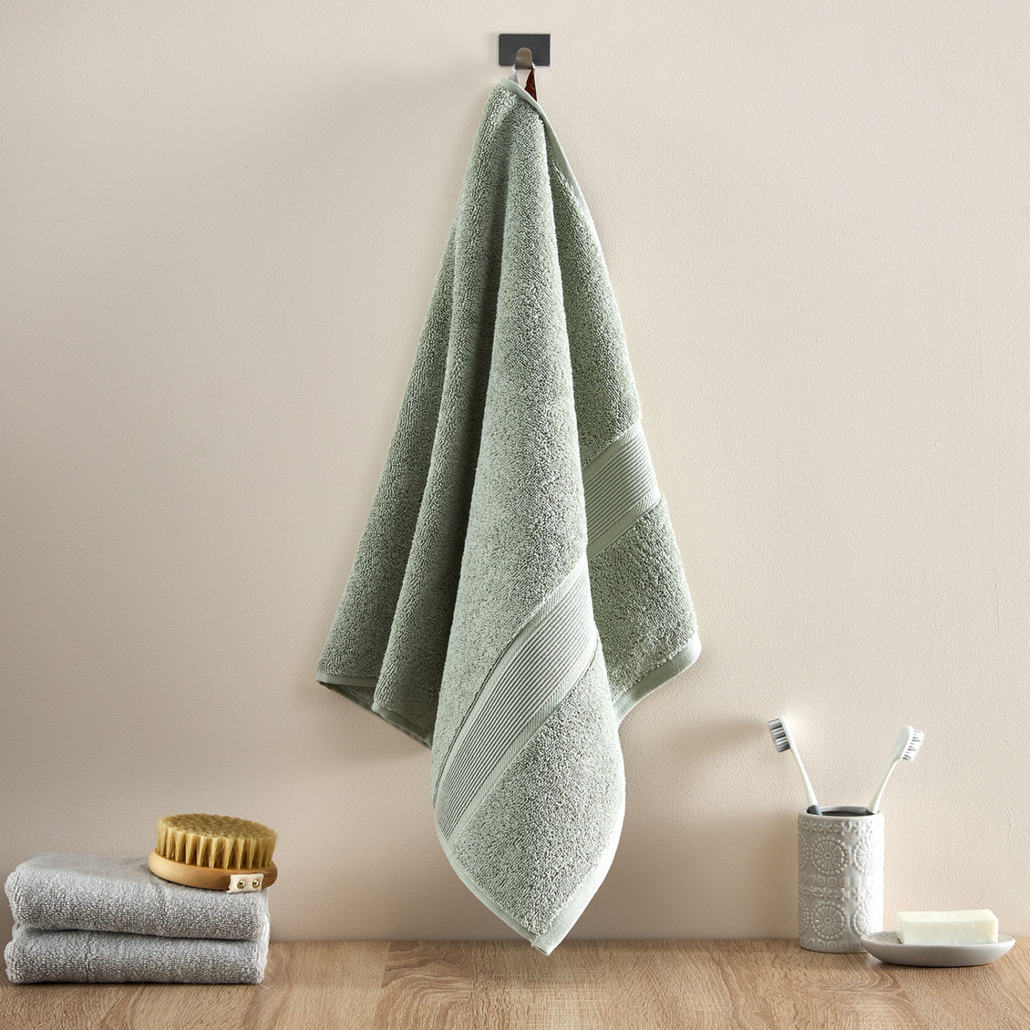 Полотенце махровое Классический/Classico, зеленое - фото № 2