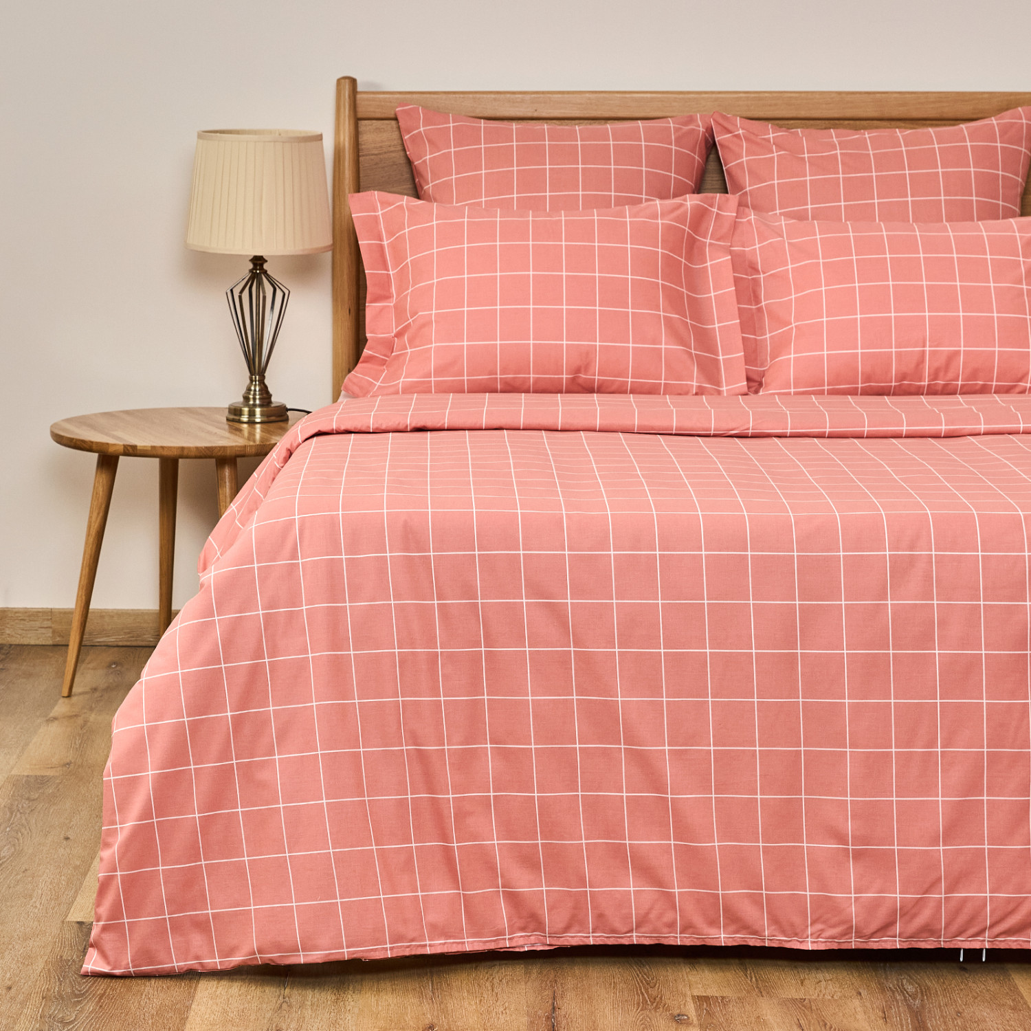 Постельное белье полукомплект Quadretti, кораллово-розовое - фото № 3