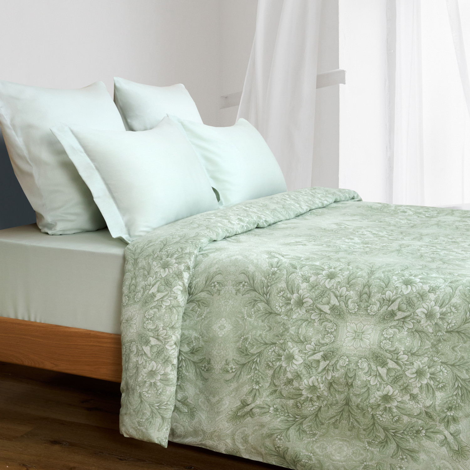 Постельное белье Venetto, зеленое (тубус) - фото № 5