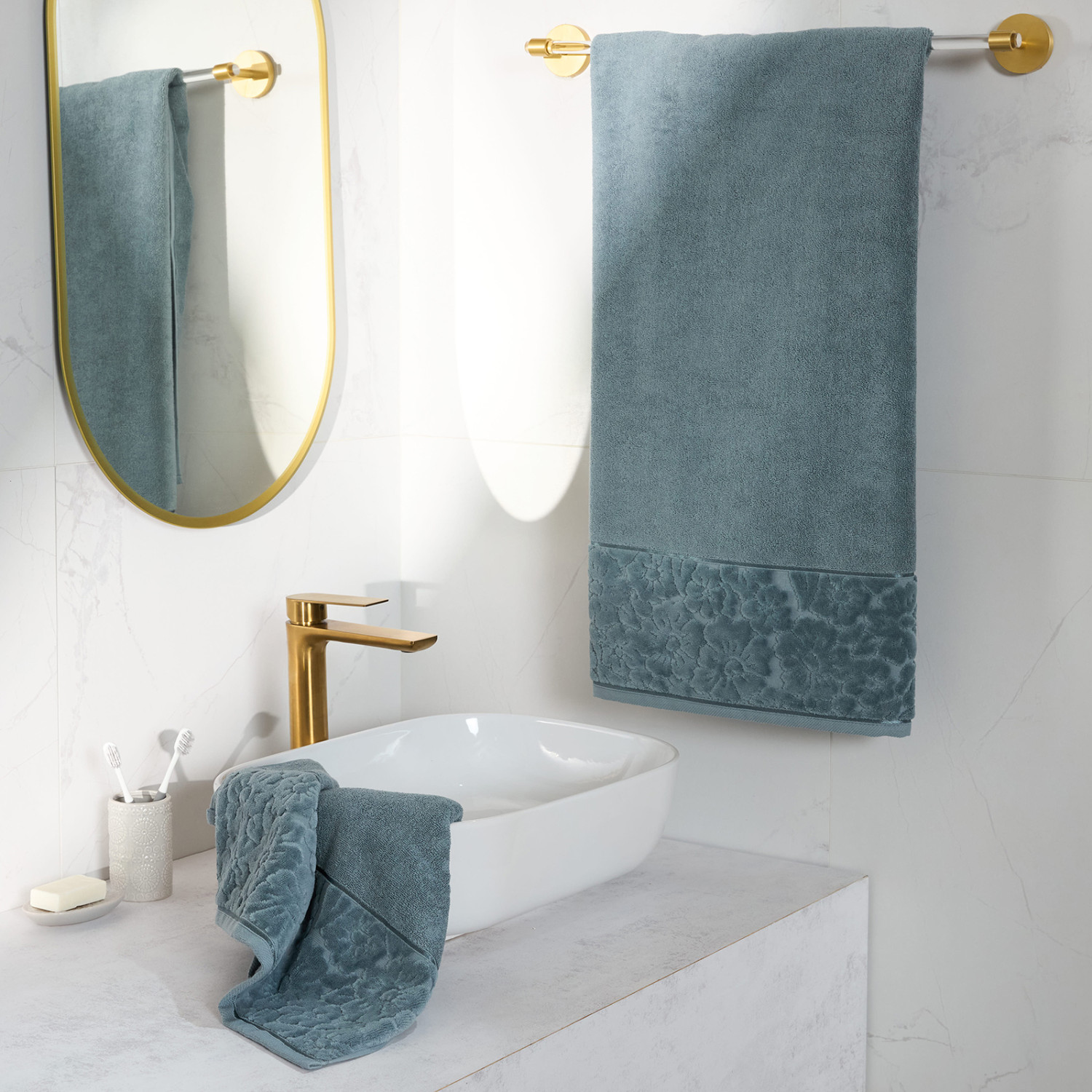 Полотенце махровое Licia, серо-голубое - фото № 10