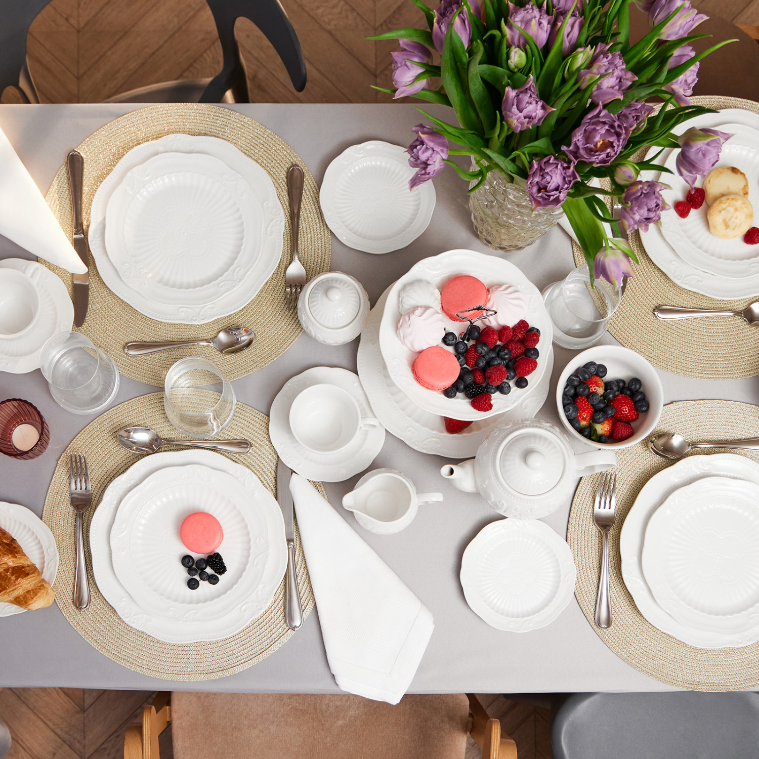 Сахарница Белое тиснение/Emboss White - фото № 8