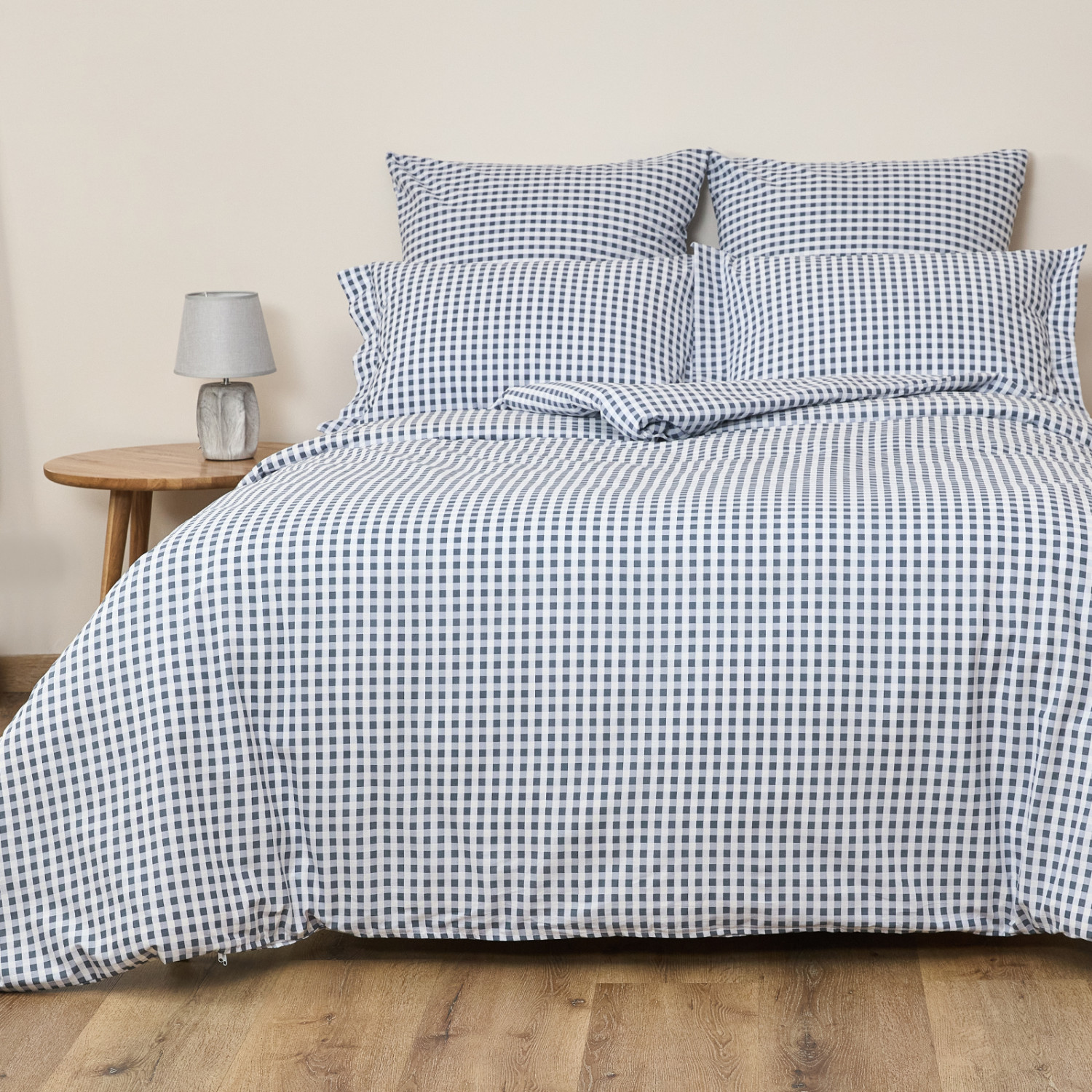 Постельное белье полукомплект Vichy, серо-голубое - фото № 3