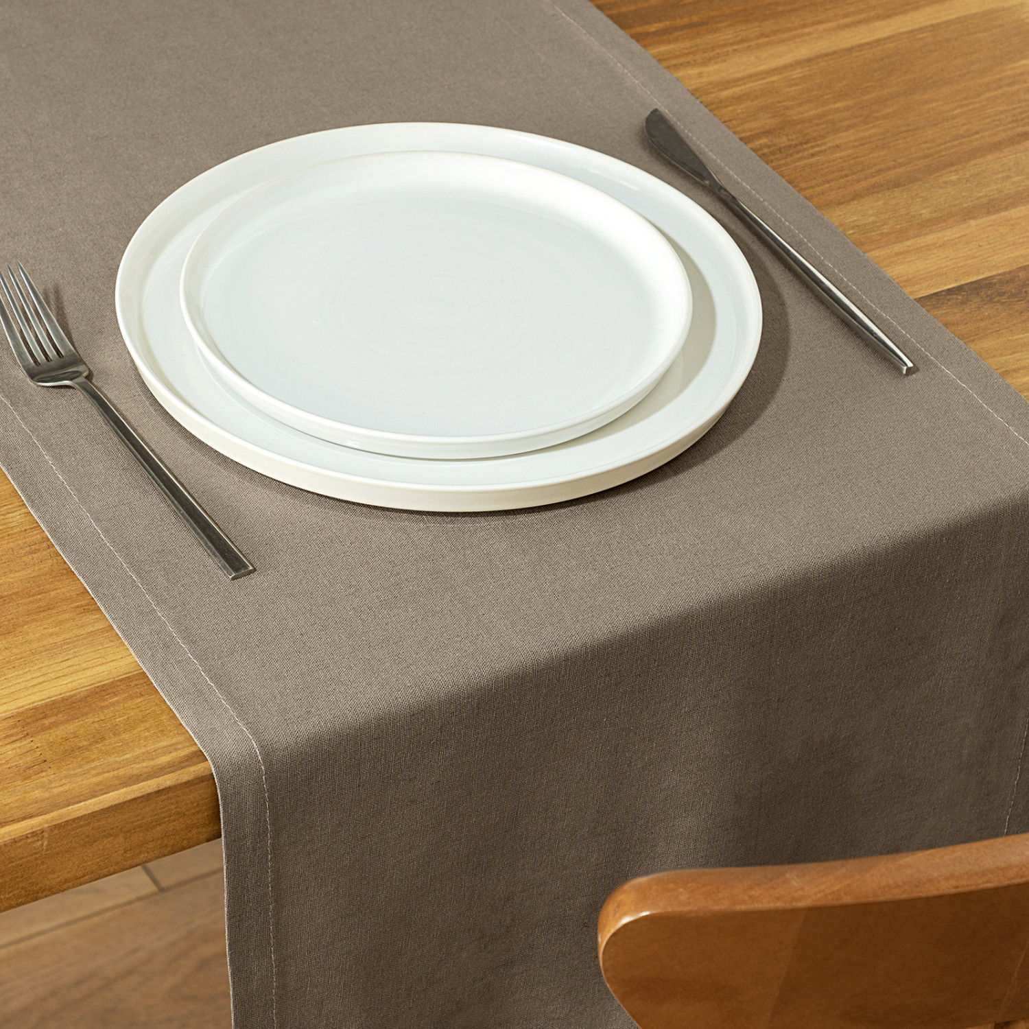 Скатерть-дорожка ЭКО/ECO, мох - фото № 4