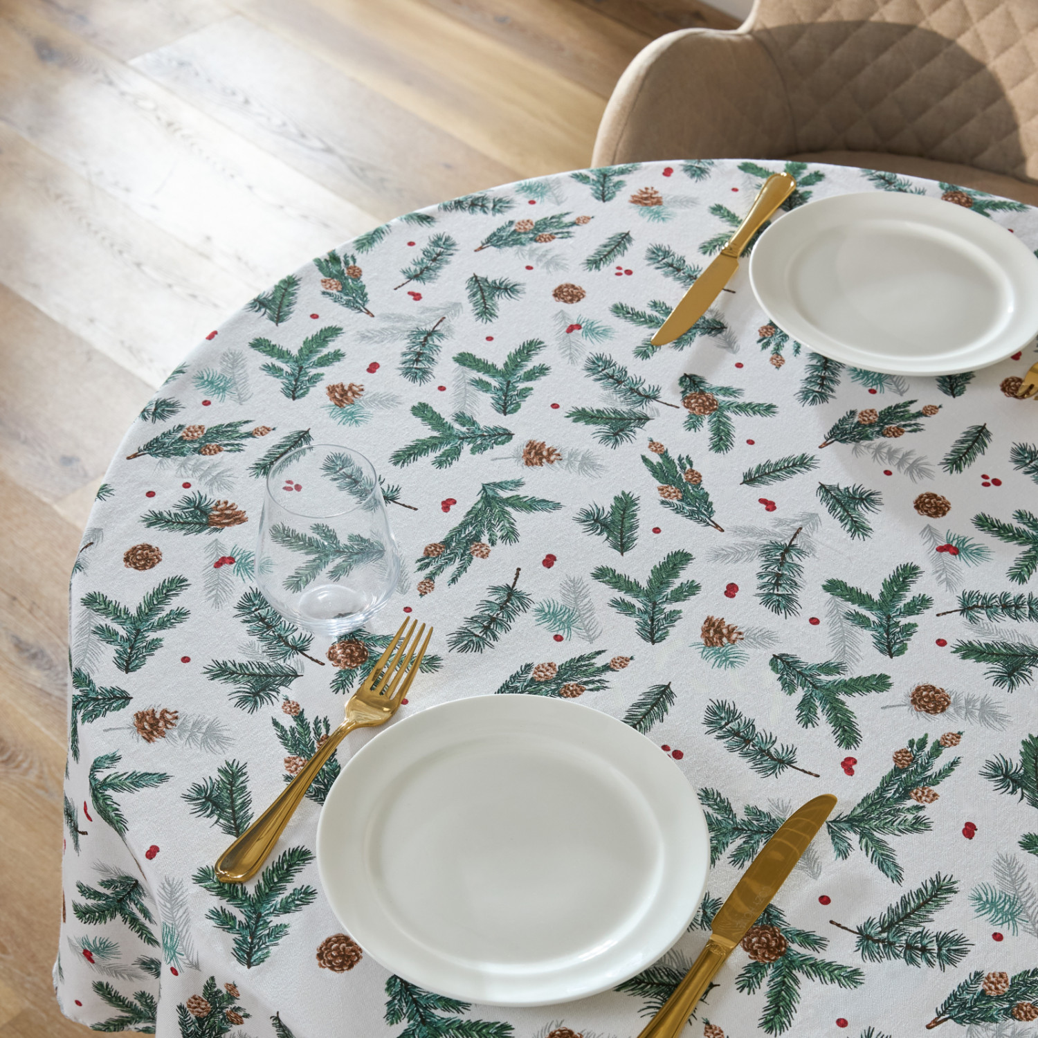 Скатерть круглая Christmas tree - фото № 4