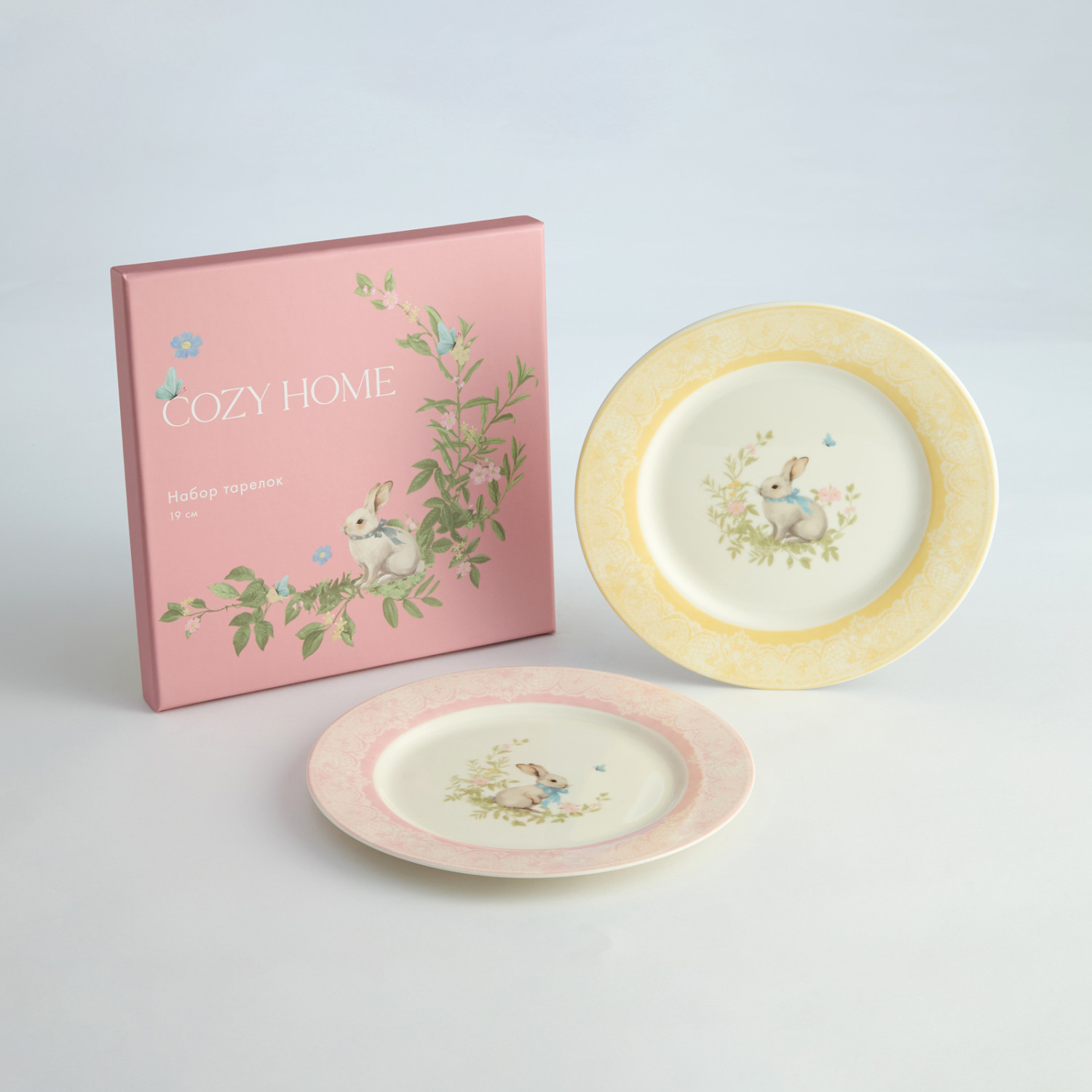 Набор тарелок Зайчата в кружевах/ Merletto e Coniglietti I