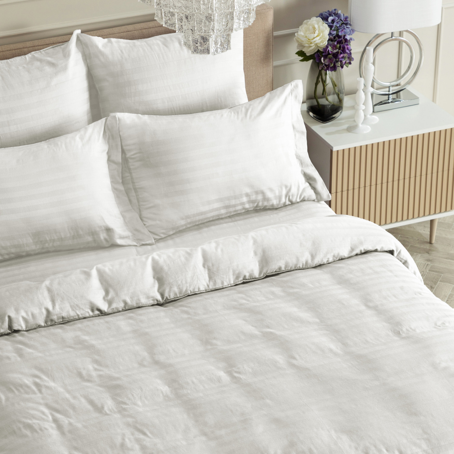 Постельное белье Белый, страйп-сатин 43463-1 - фото № 6