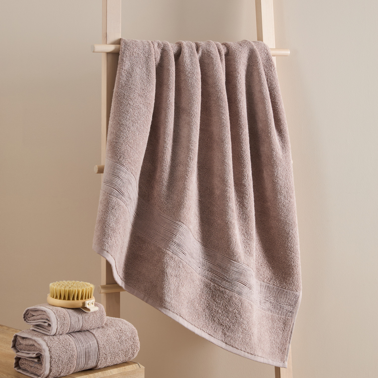 Полотенце махровое Piega, бежевое - фото № 3