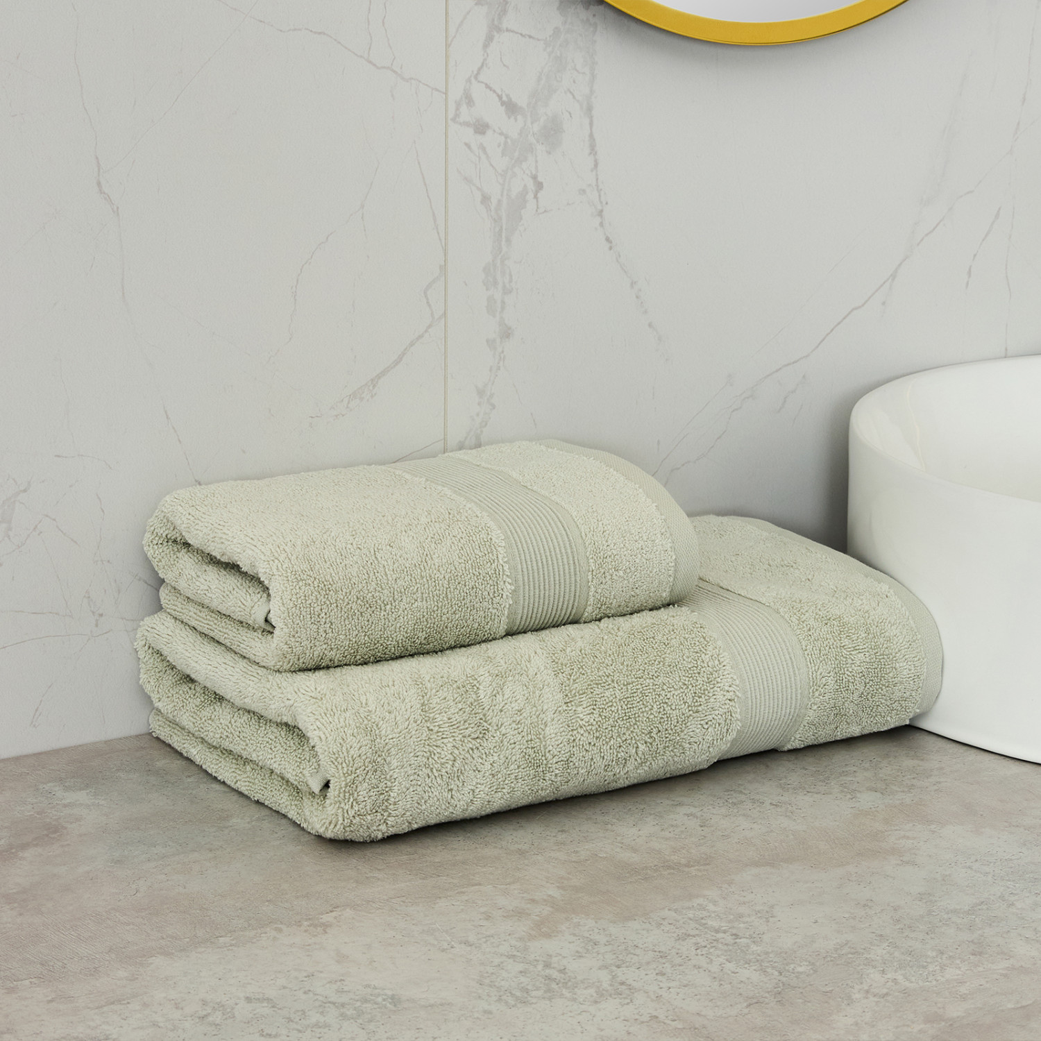 Полотенце махровое Nell, серо-зеленое - фото № 7