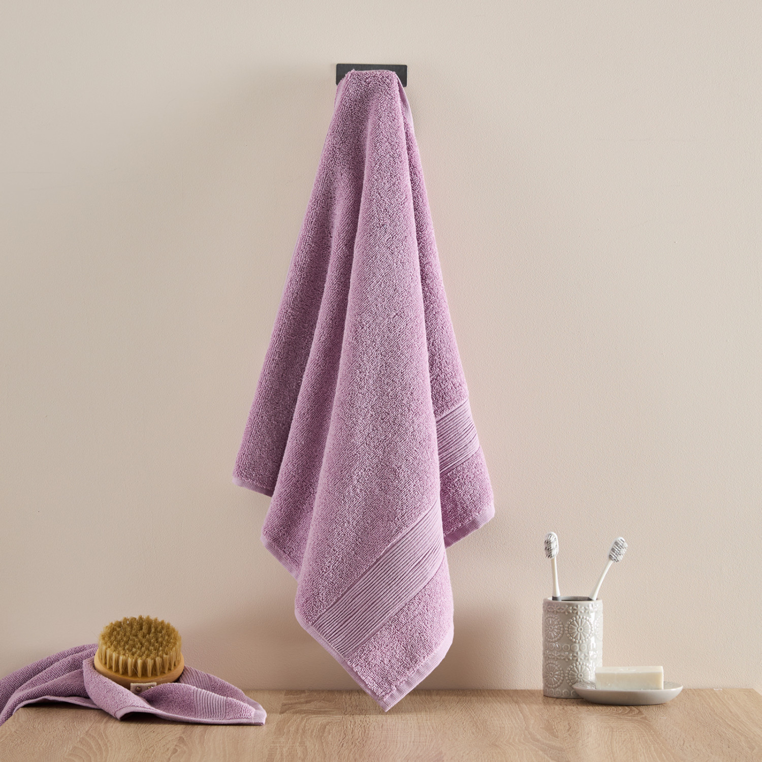 Полотенце махровое Складка/Piega, сирень - фото № 3