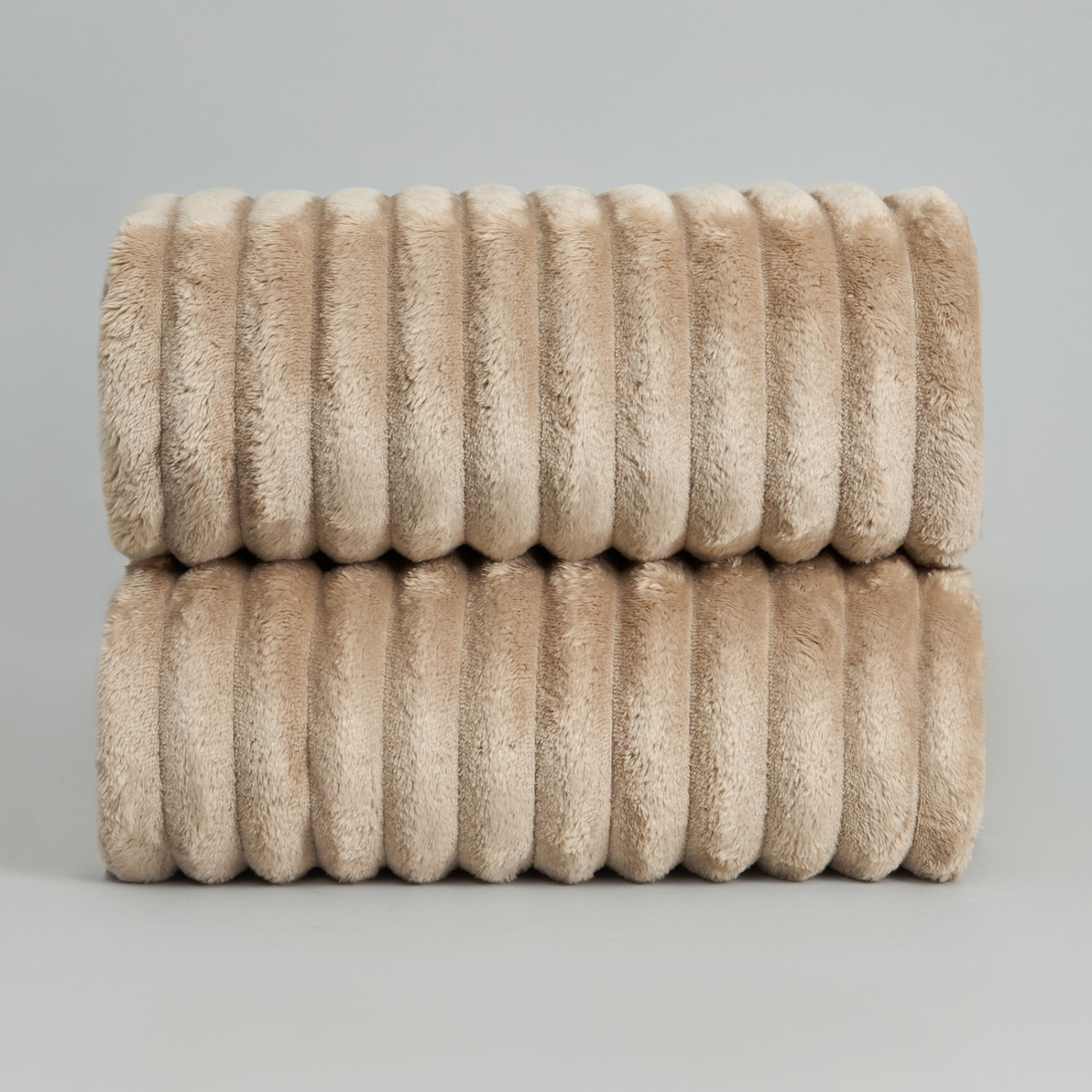 Плед Мягкая полоска/Soft strip, серо-бежевый - фото № 3