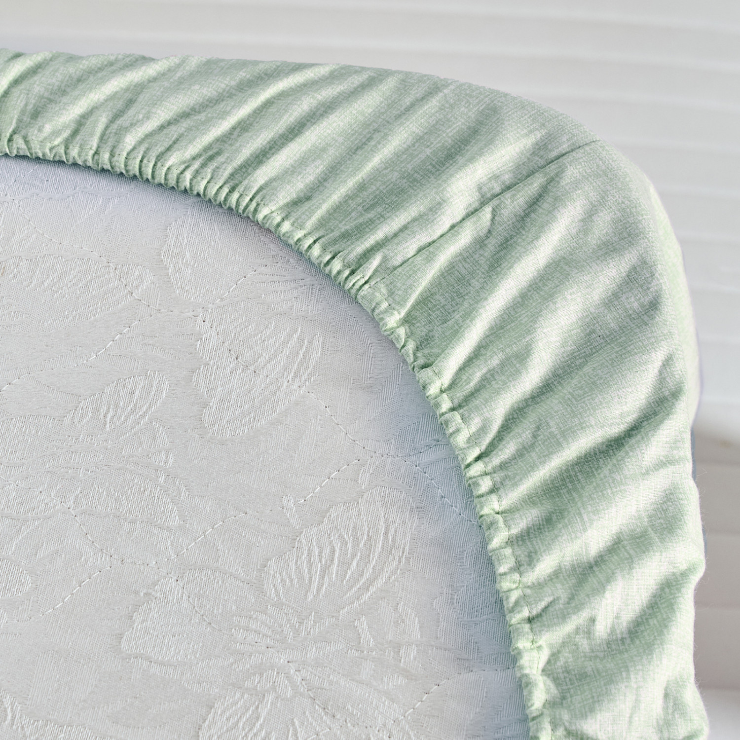 Простыня на резинке Светло-оливковый, перкаль - фото № 5