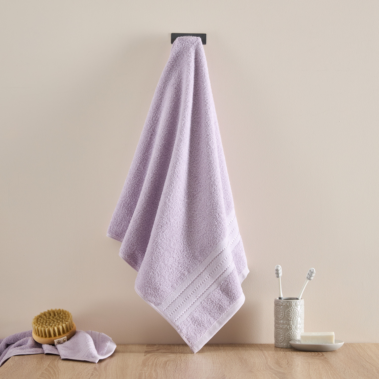 Полотенце махровое Basena, фиалка - фото № 3