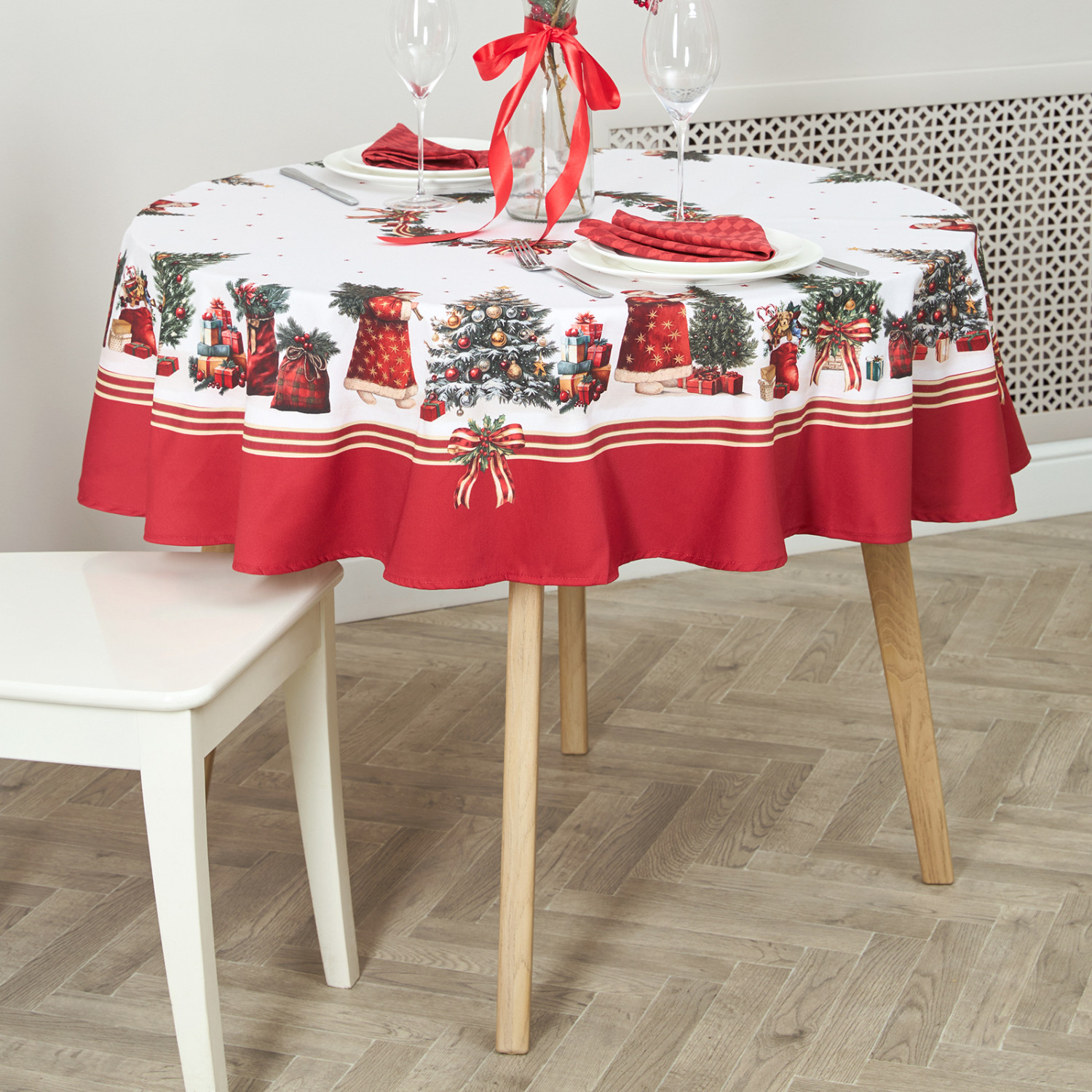 Скатерть круглая Christmas tree - фото № 2