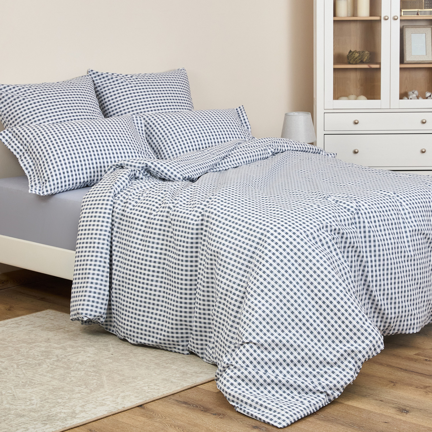 Постельное белье полукомплект Vichy, серо-голубое - фото № 7