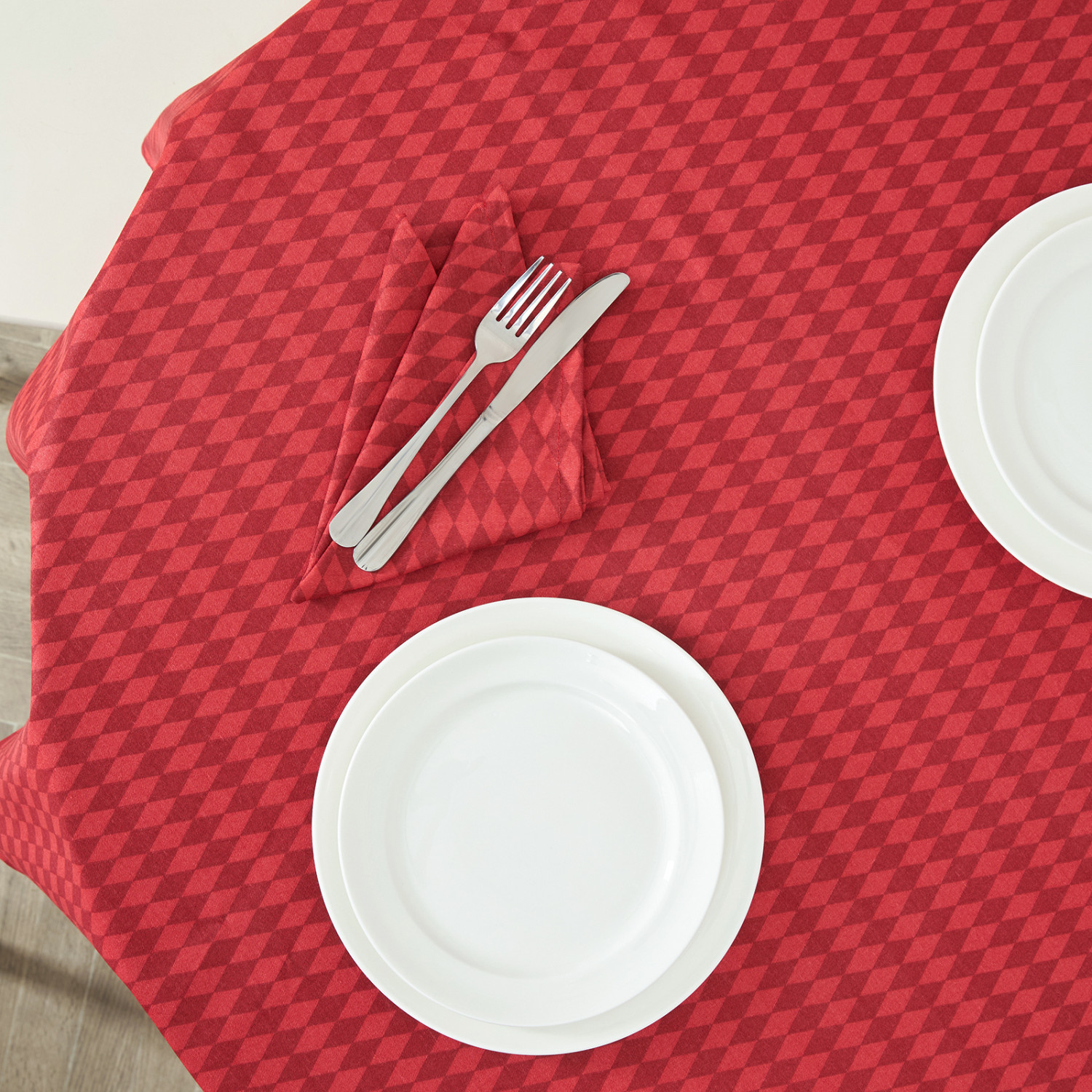 Скатерть круглая Ромб/Rhombus, красная - фото № 3