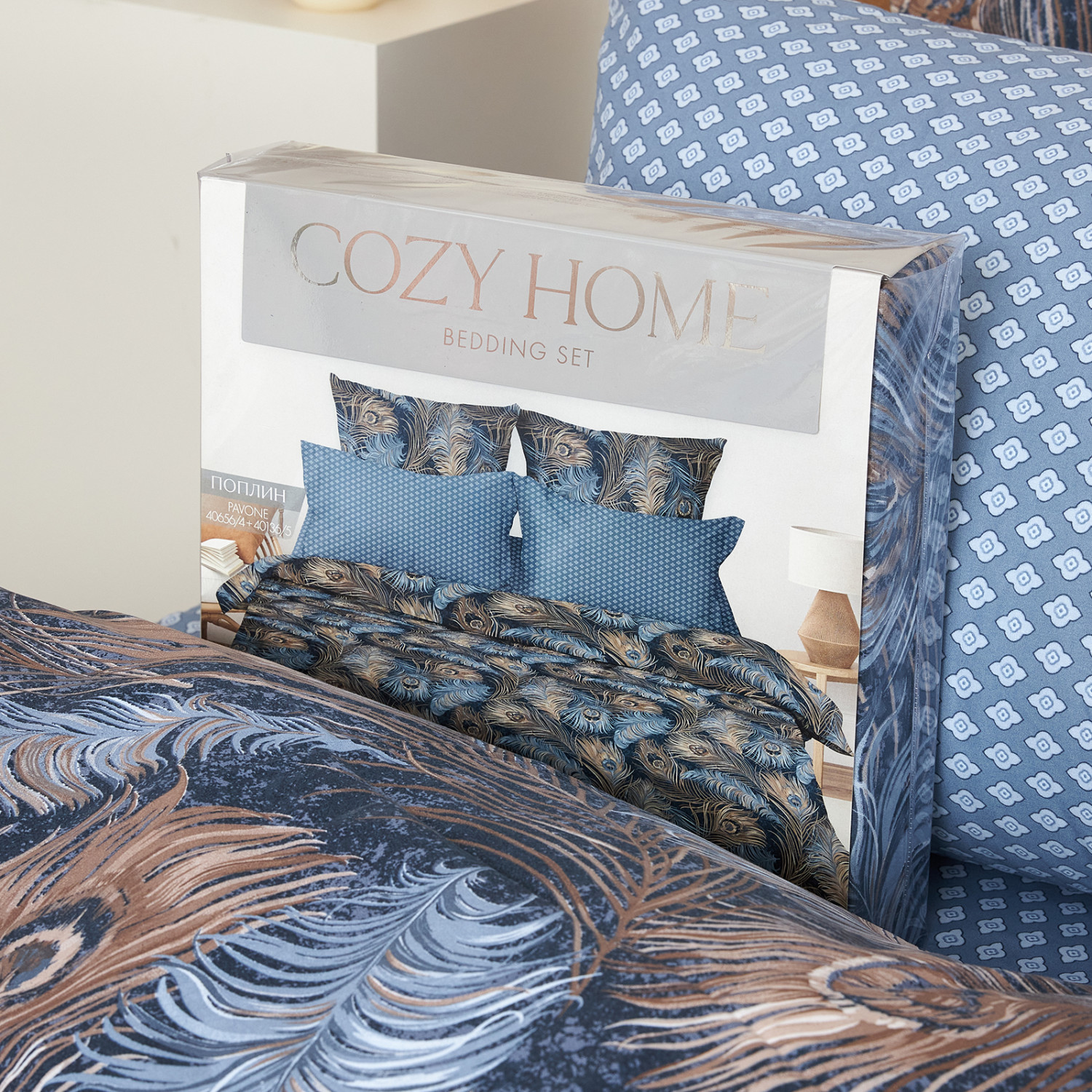 Постельное белье Павлин/Pavone, синее - фото № 13