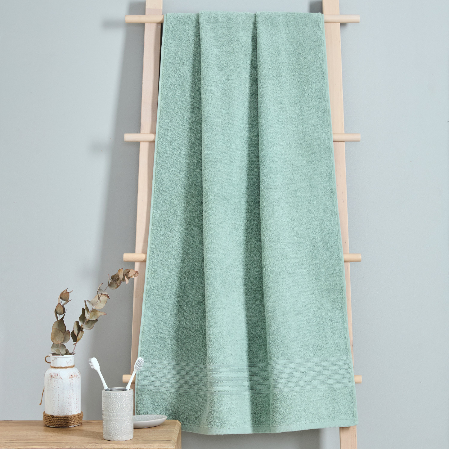 Полотенце махровое Fiorenza, зеленое - фото № 3