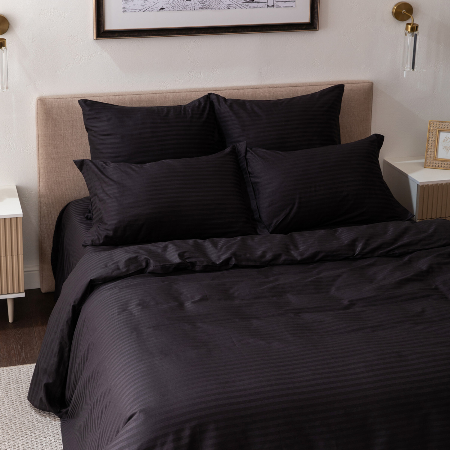 Постельное белье Black страйп-сатин I - фото № 9