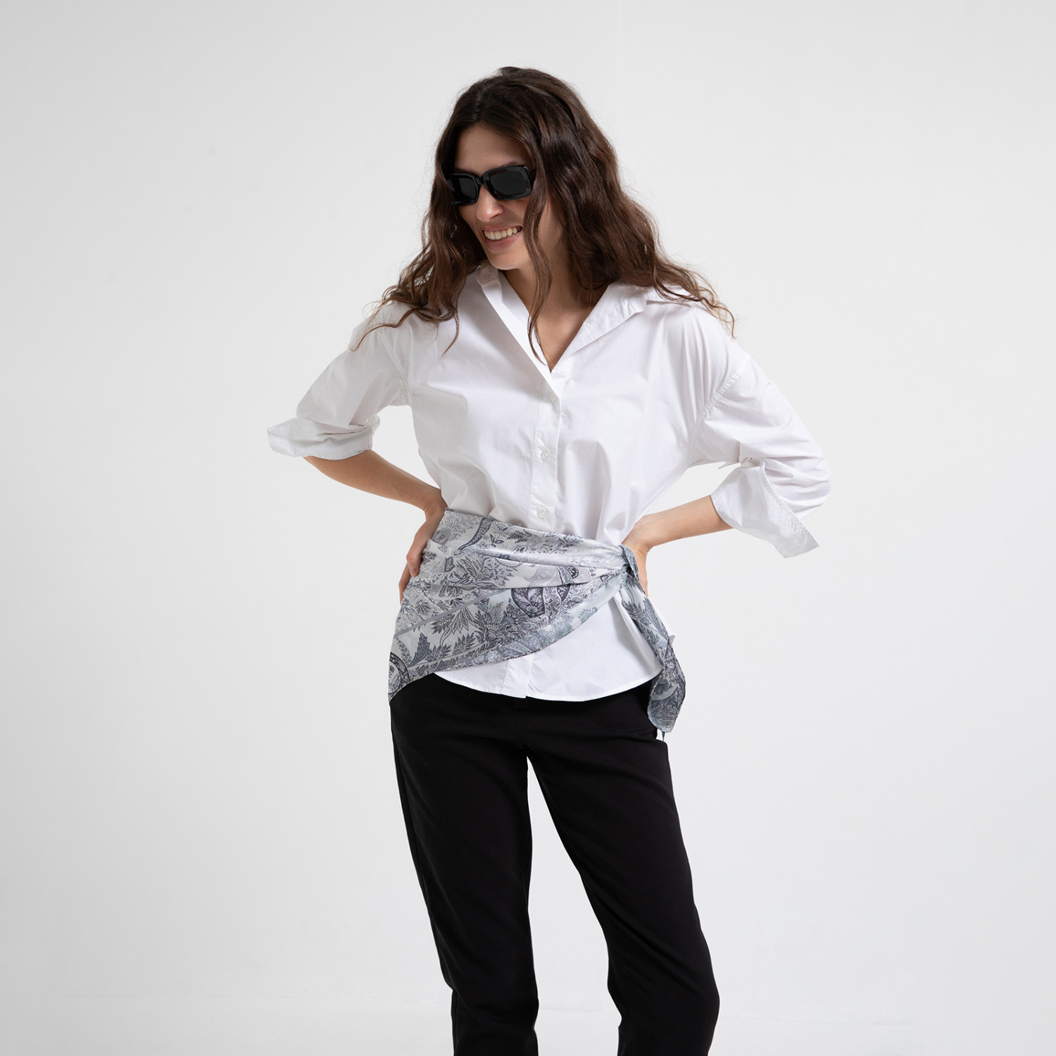 Платок шейный Divina, серый - фото № 4