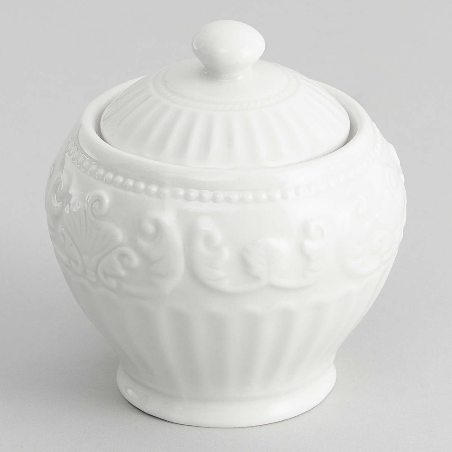 Сахарница Белое тиснение/Emboss White