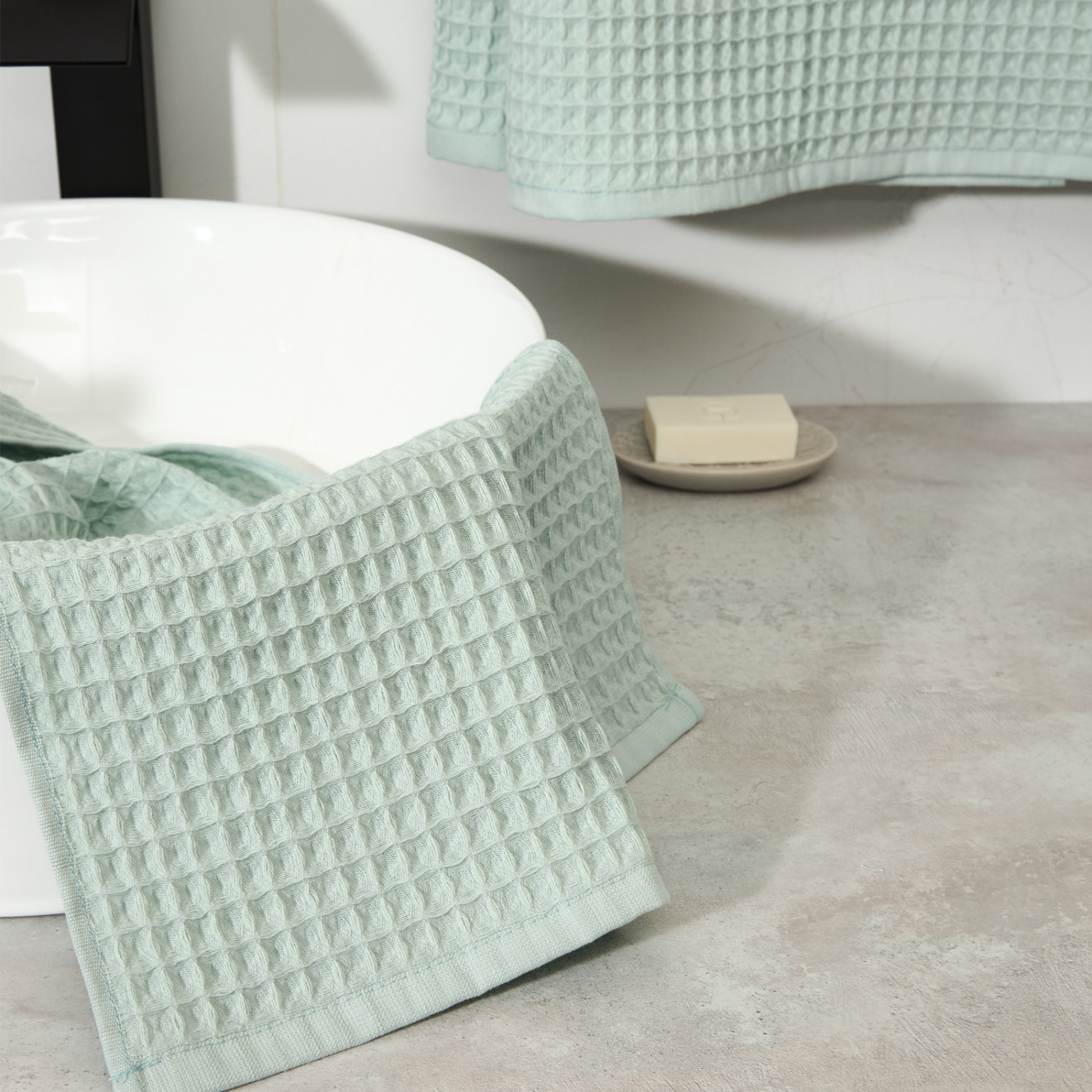 Полотенце вафельное Lorgo, мята - фото № 3