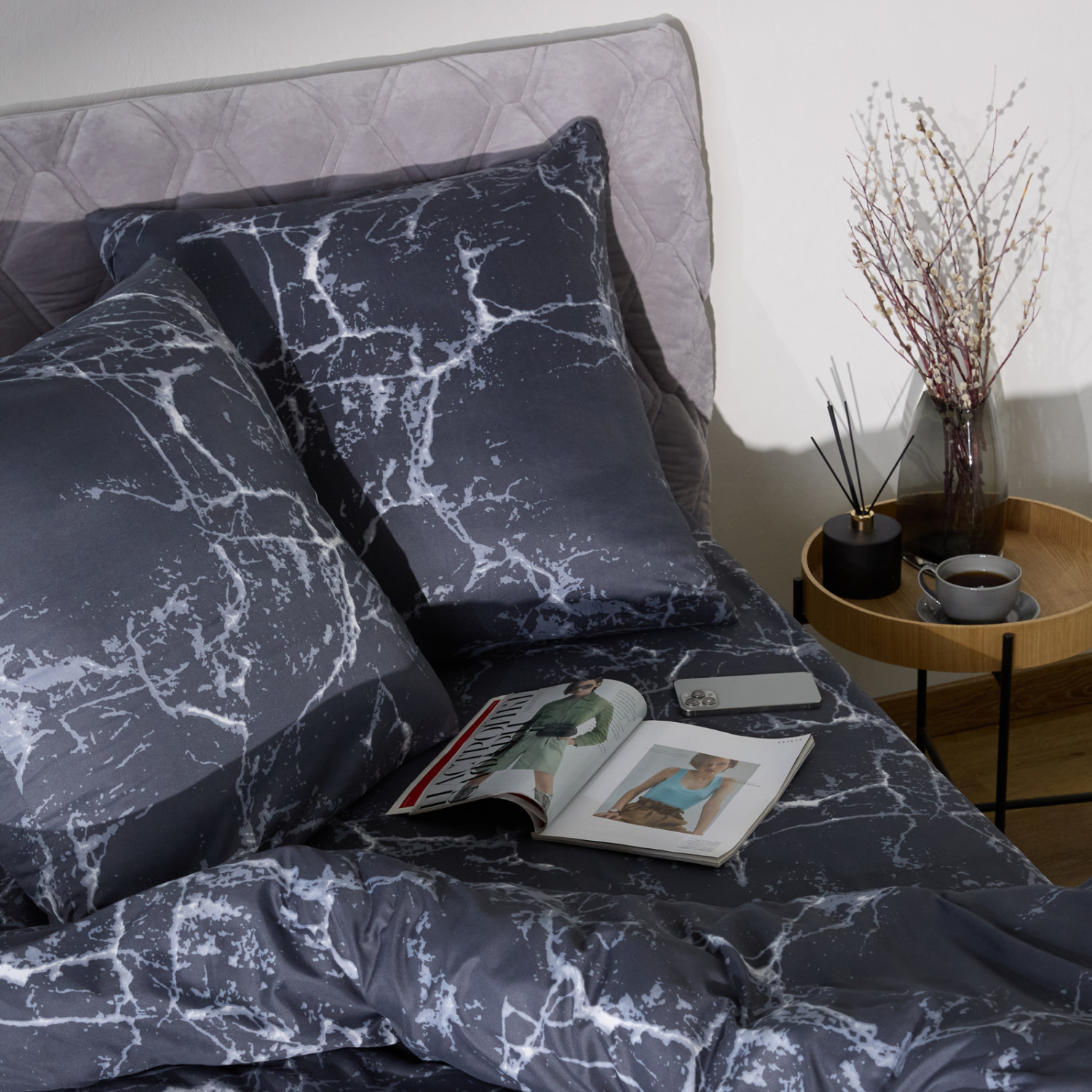 Постельное белье Floox Серый мрамор - фото № 6