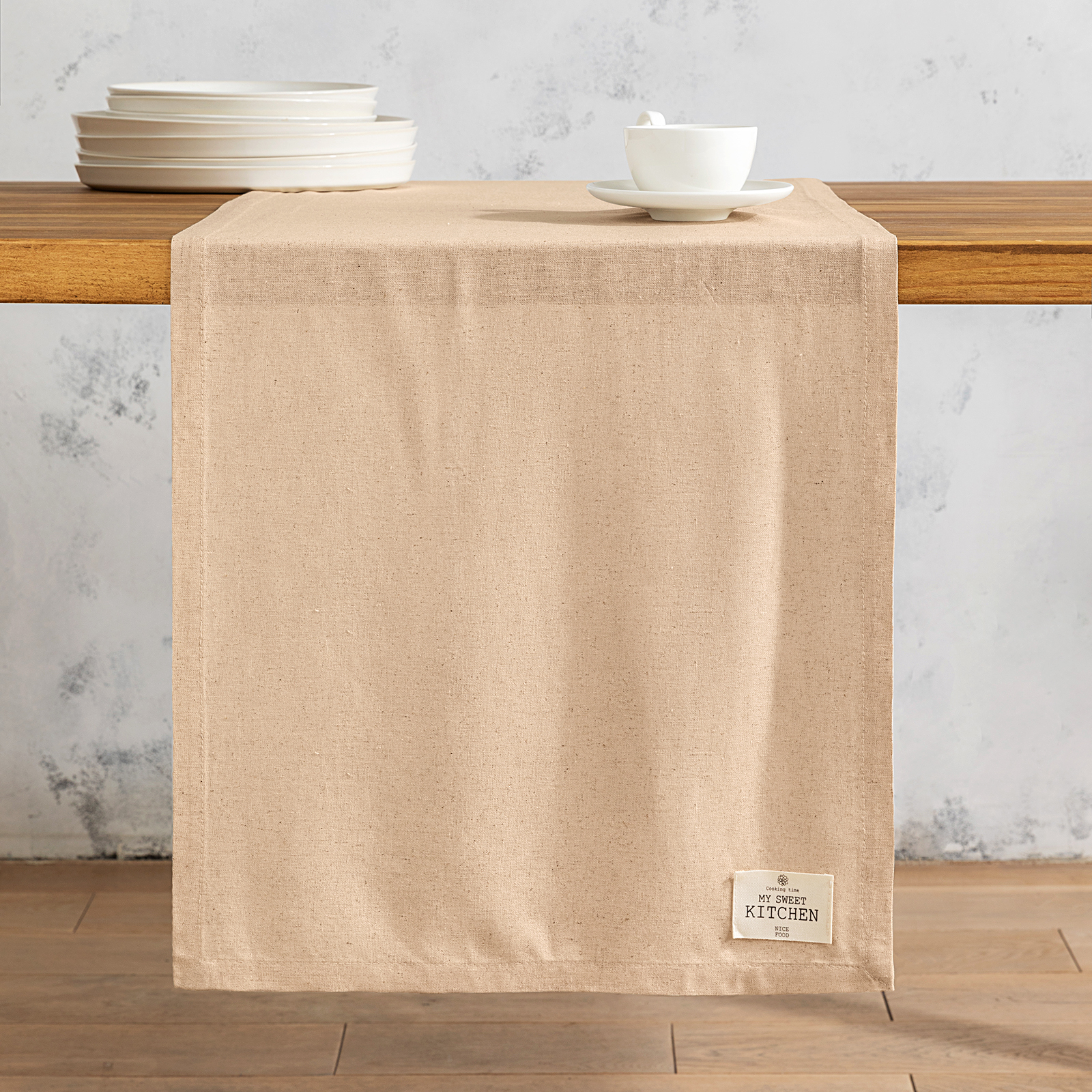 Скатерть-дорожка ЭКО/ECO, бежевая