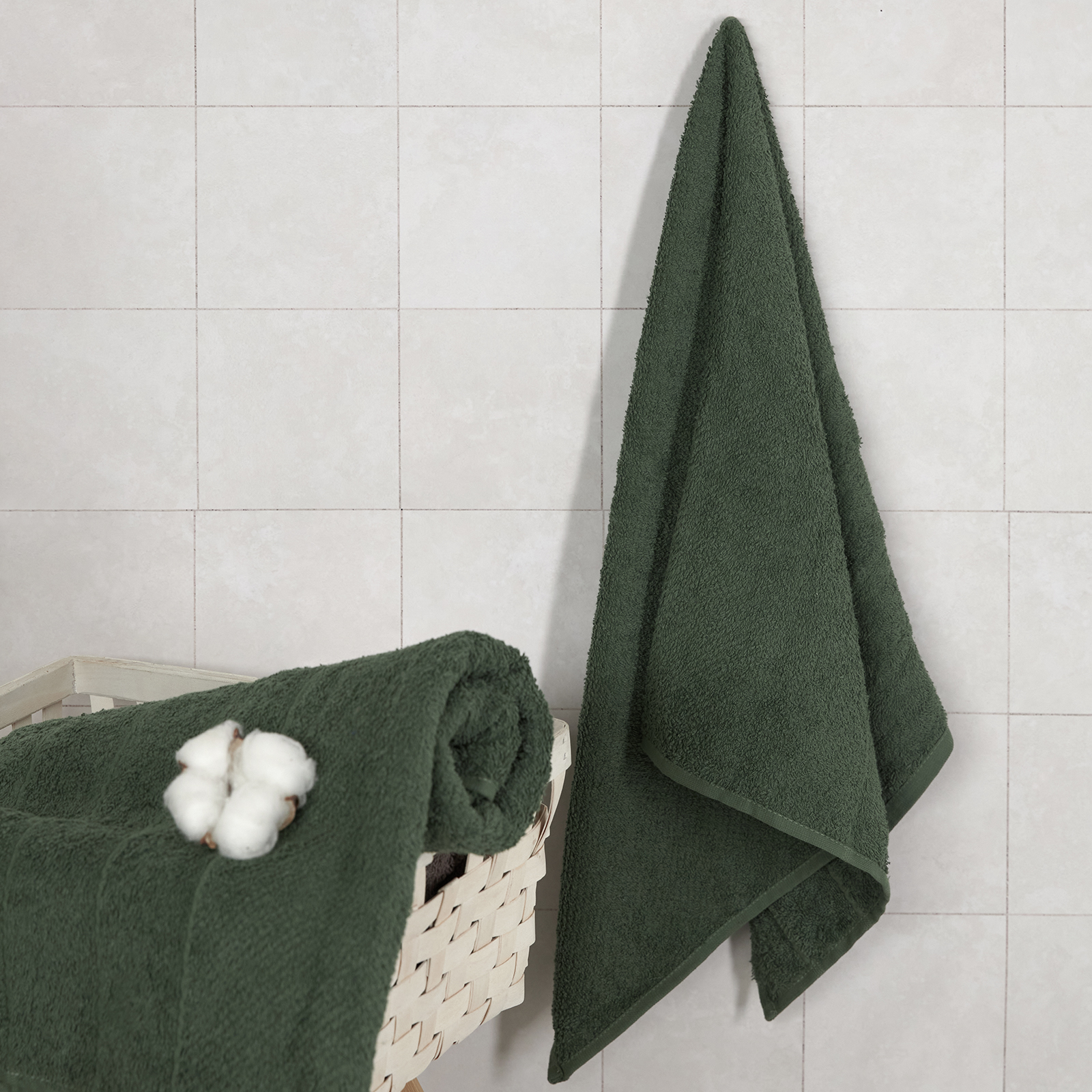 Полотенце махровое Олимп, зеленое полотенце махровое bahar crem 70х140 см