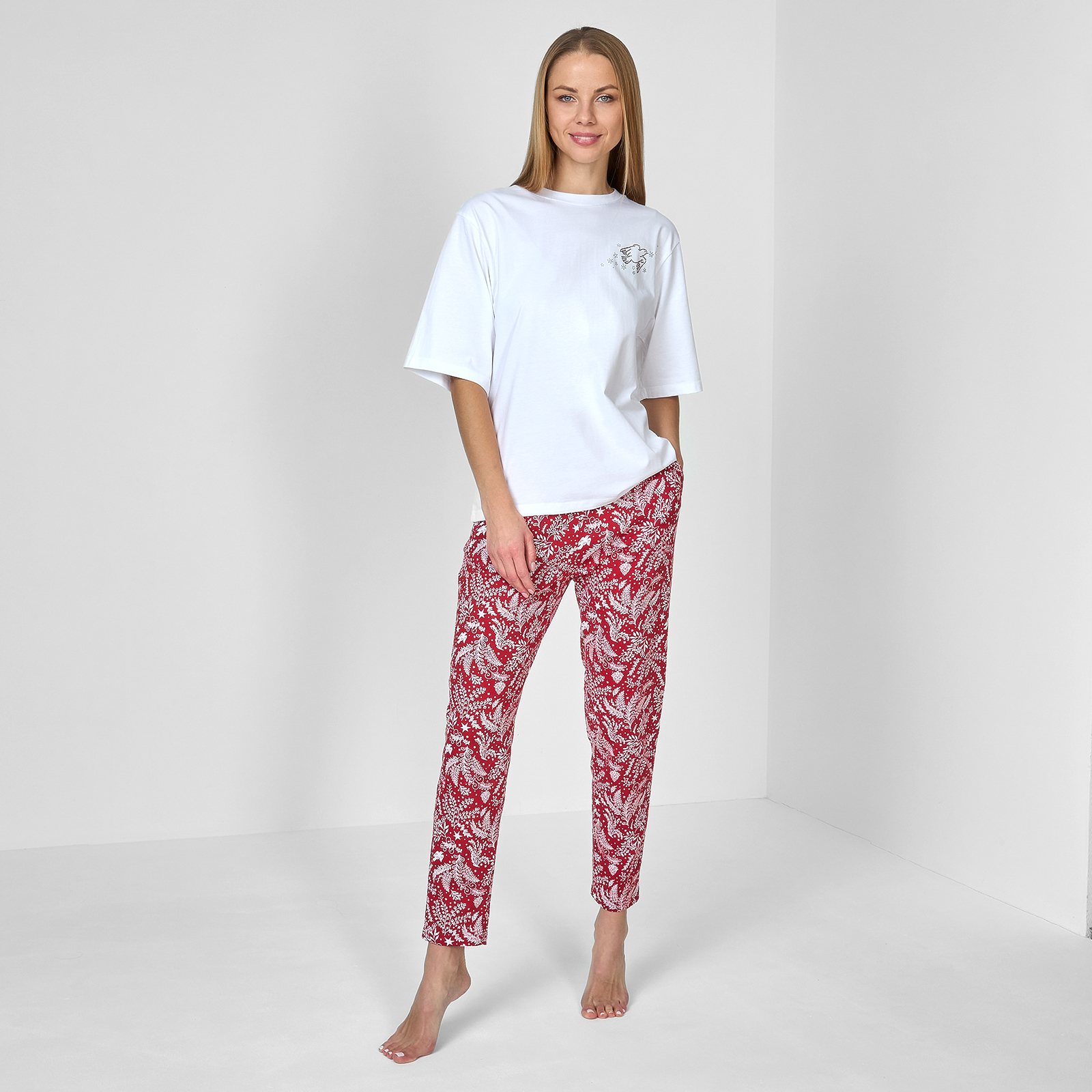 Пижама Massimo, бело-красная жен пижама георгин серый р 48