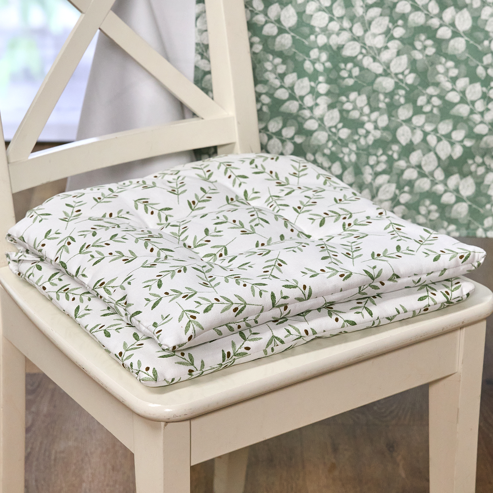 Подушка на стул Olives, 2 шт CozyHome, цвет зеленый, размер Один размер - фото 3
