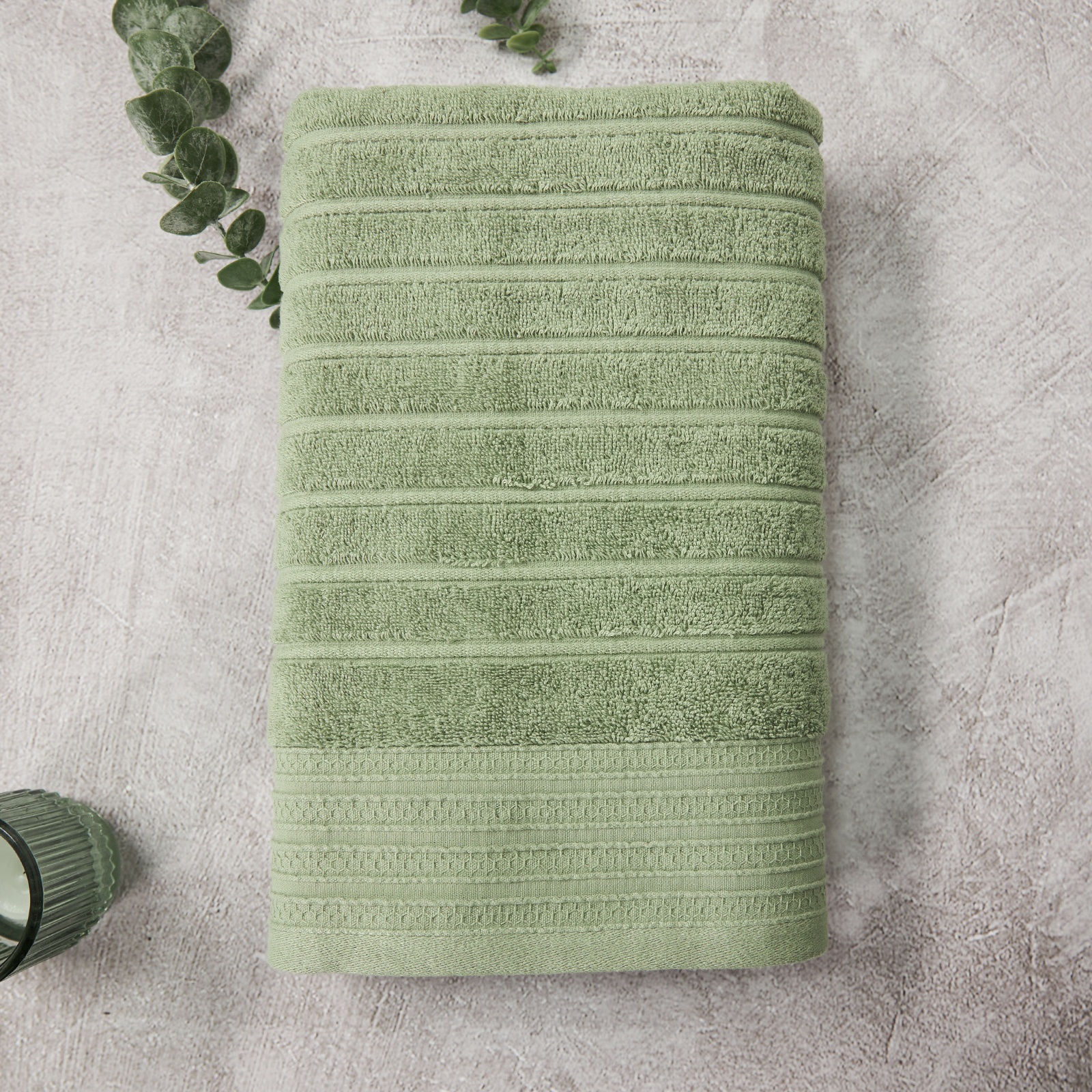 Полотенце махровое Soavita, оливковое полотенце махровое mundotextil extra soft зелёное 70х140 см