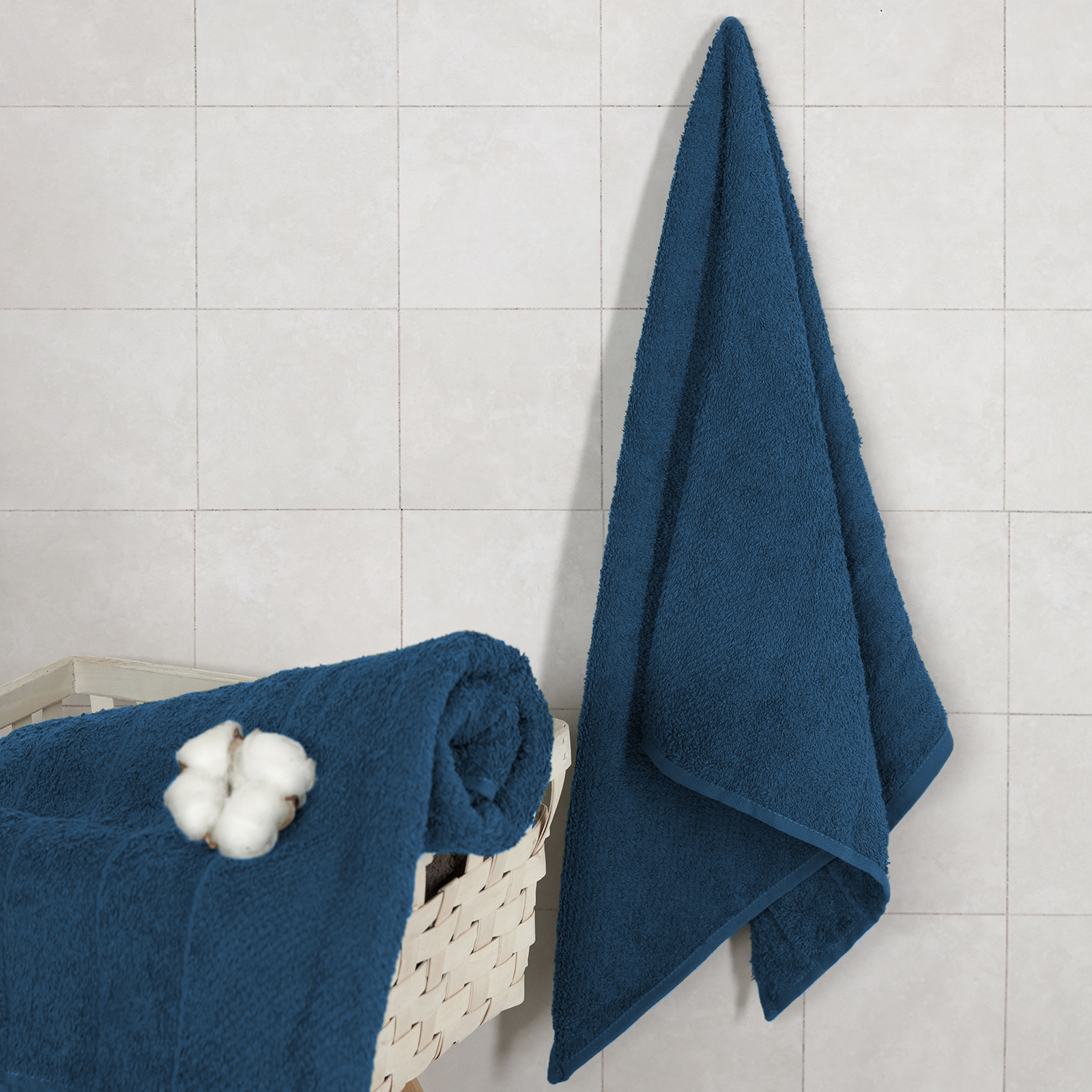 Полотенце махровое Олимп, синее полотенца махровое 50х90 см