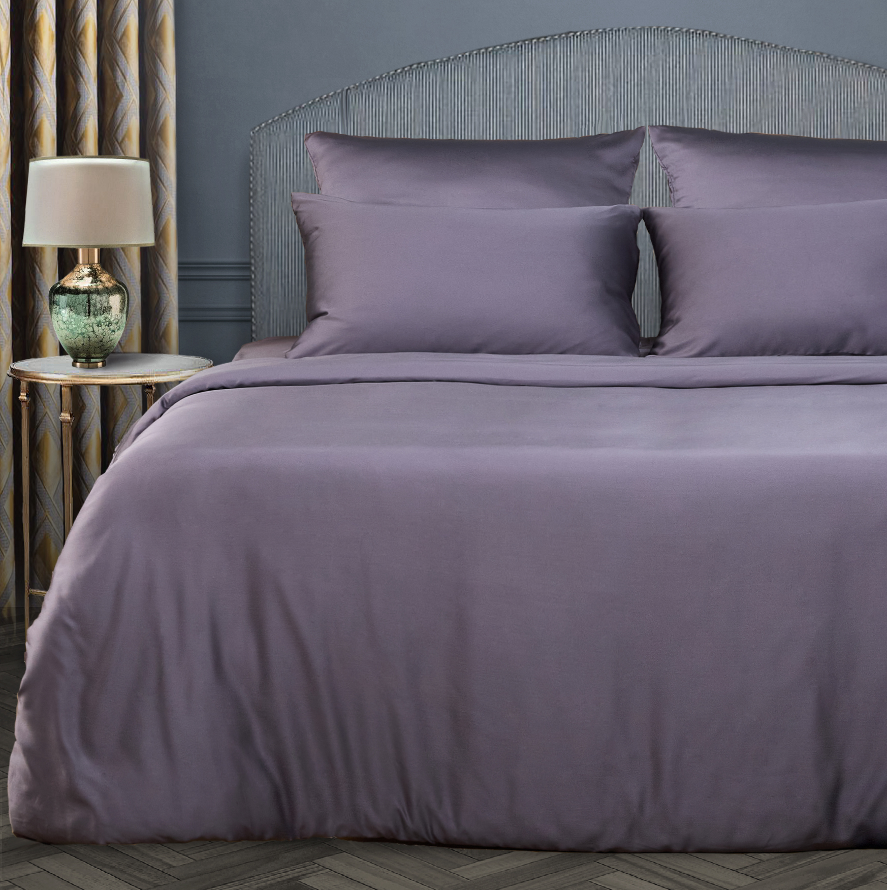 постельное бельё maktex тенсель 2 спальное с евро простыней 60s 4223 фиолетовый 50х70 Постельное белье Deep violet