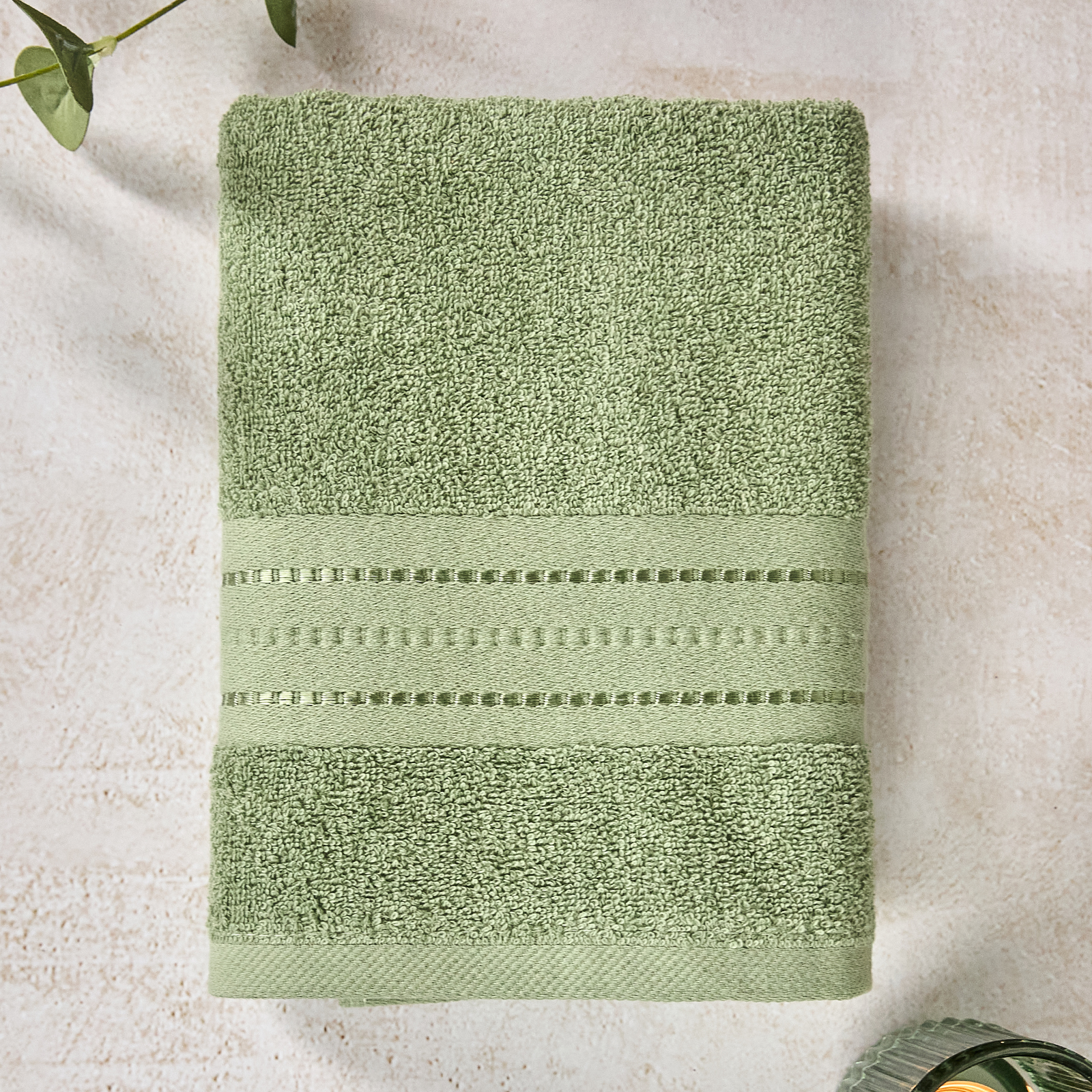Полотенце махровое Basena, зеленое полотенце махровое mundotextil льняное 30х50