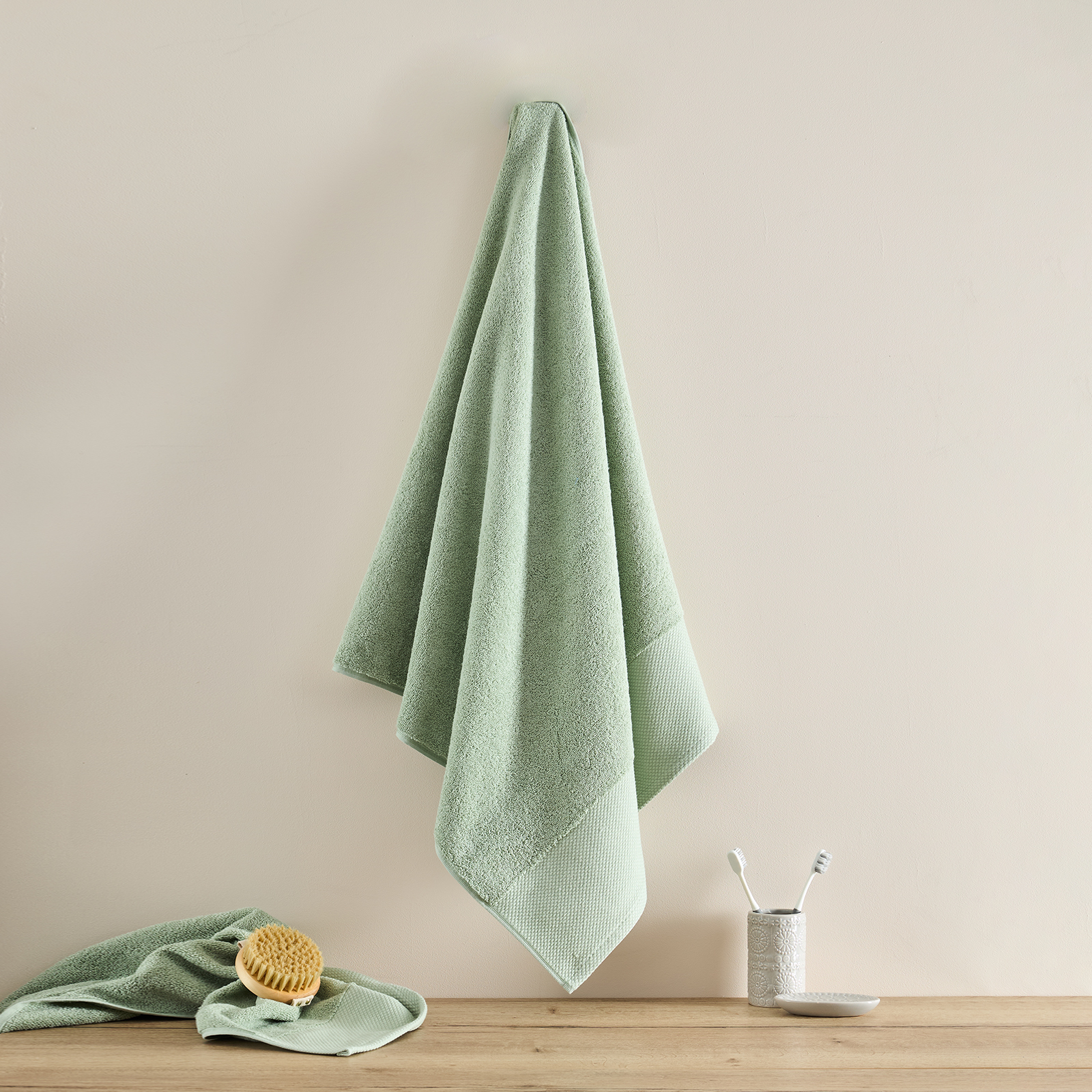 Полотенце махровое Strisce, зеленое полотенце махровое mundotextil extra soft зелёное 70х140 см