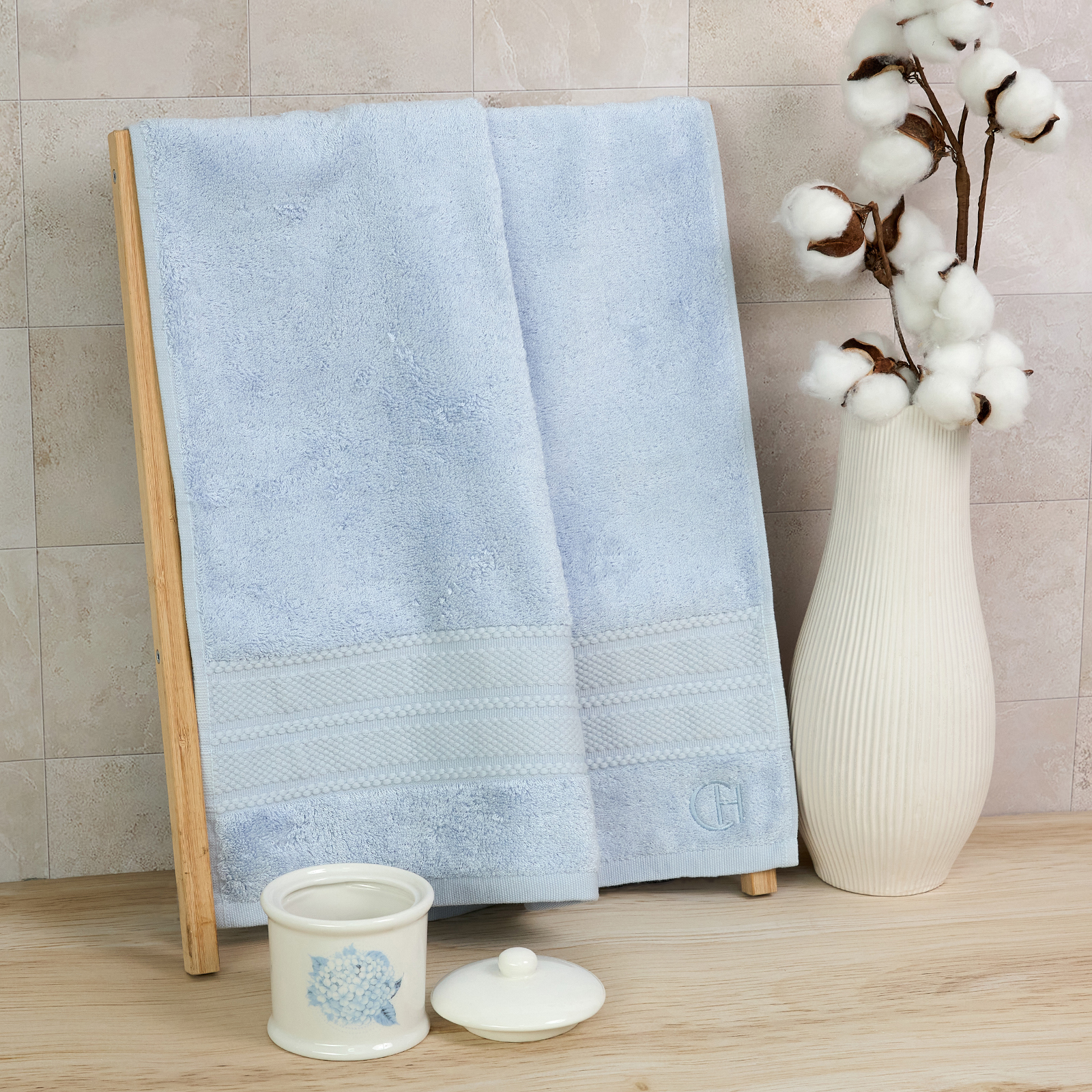 Полотенце махровое Cozy Bamboo, голубое полотенца махровое 50х90 см
