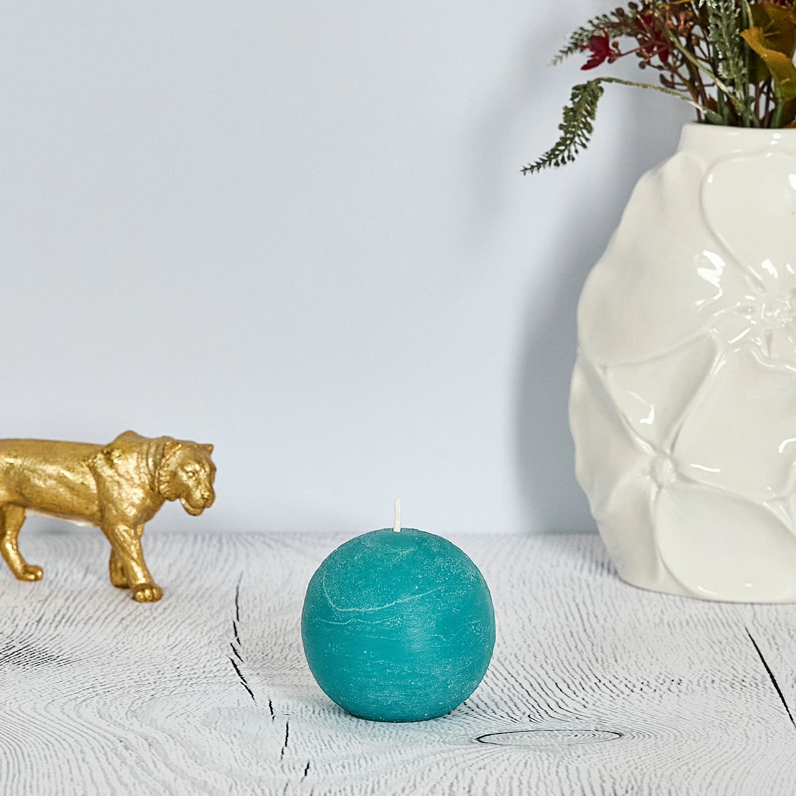 Свеча Пламя/Fiamma круглая, бирюзовая