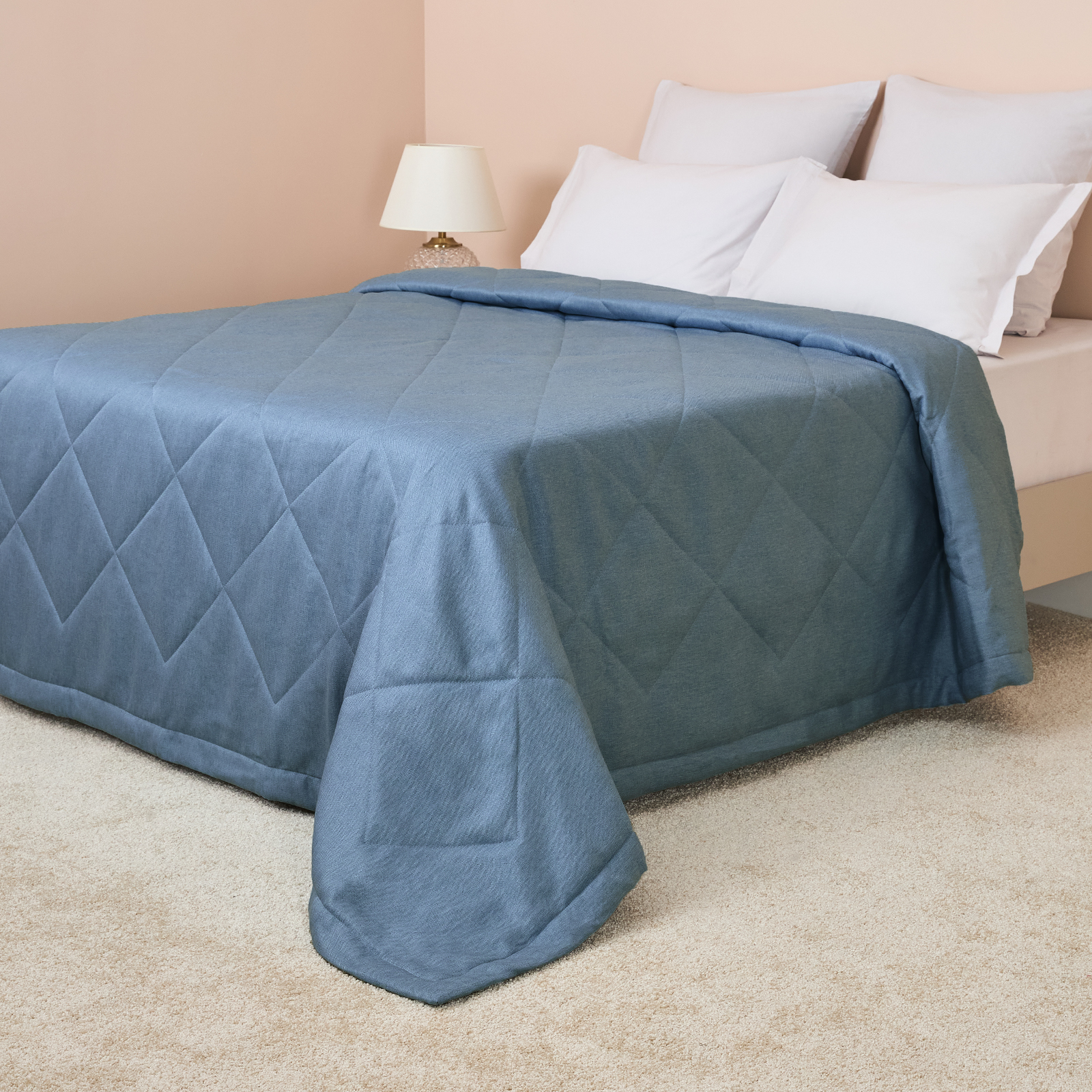 Покрывало Asparago, синий мягкая интерьерная кровать стефани 1400 бп м ткань синий