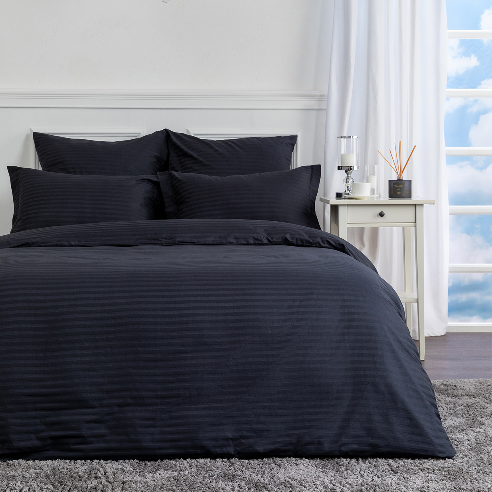 Постельное белье Black страйп-сатин II